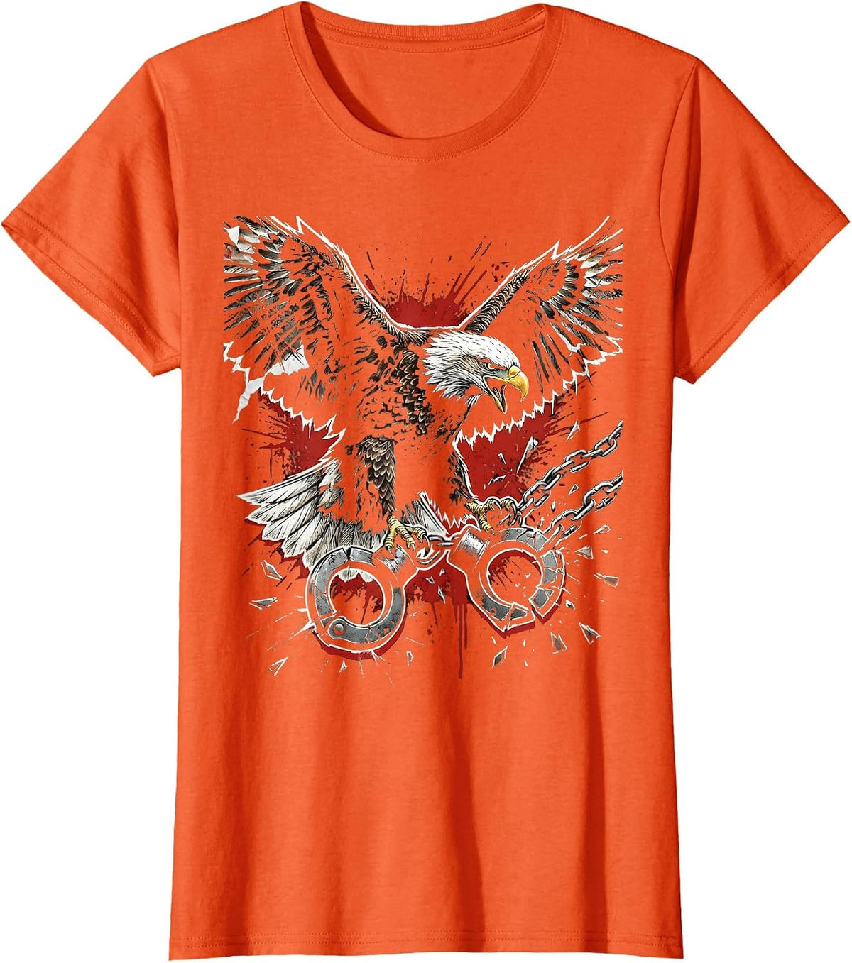Bald Eagle Breaking Free Graphic Design T-Shirt - Orange