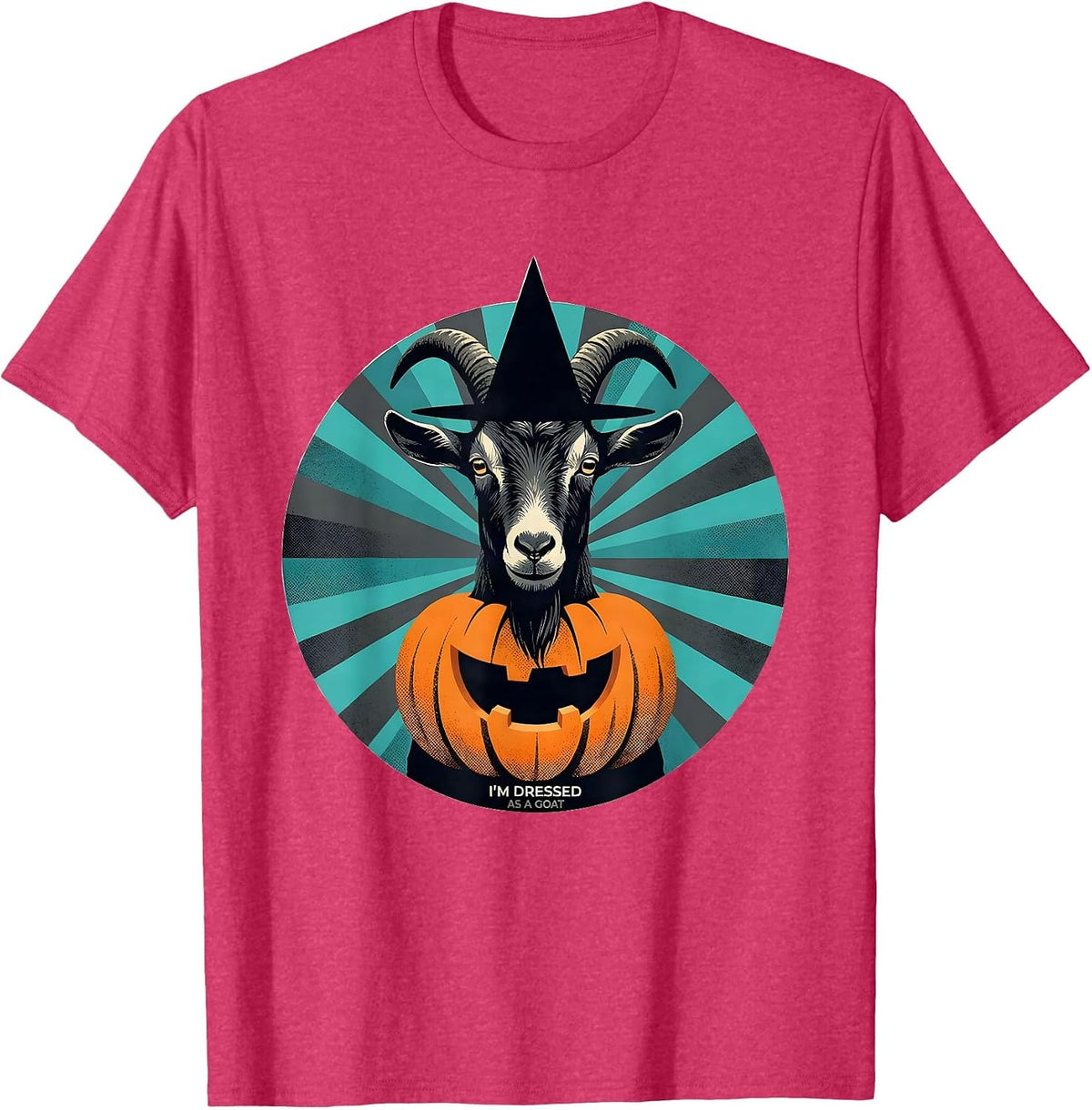 I'm Dressed as a Goat Midcentury Modern Halloween Witch Hat T-Shirt - Red Heather