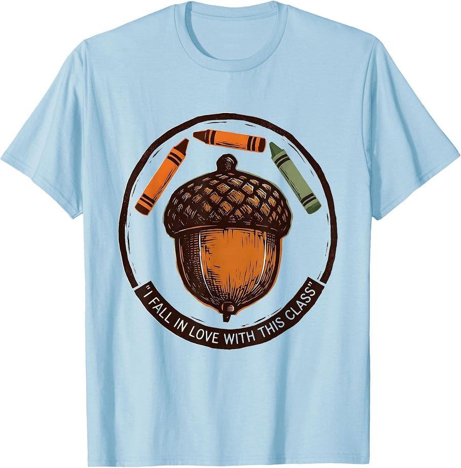 Men's I Fall In Love With This Class Teacher Autumn Preschool Kids T-Shirt - Baby Blue