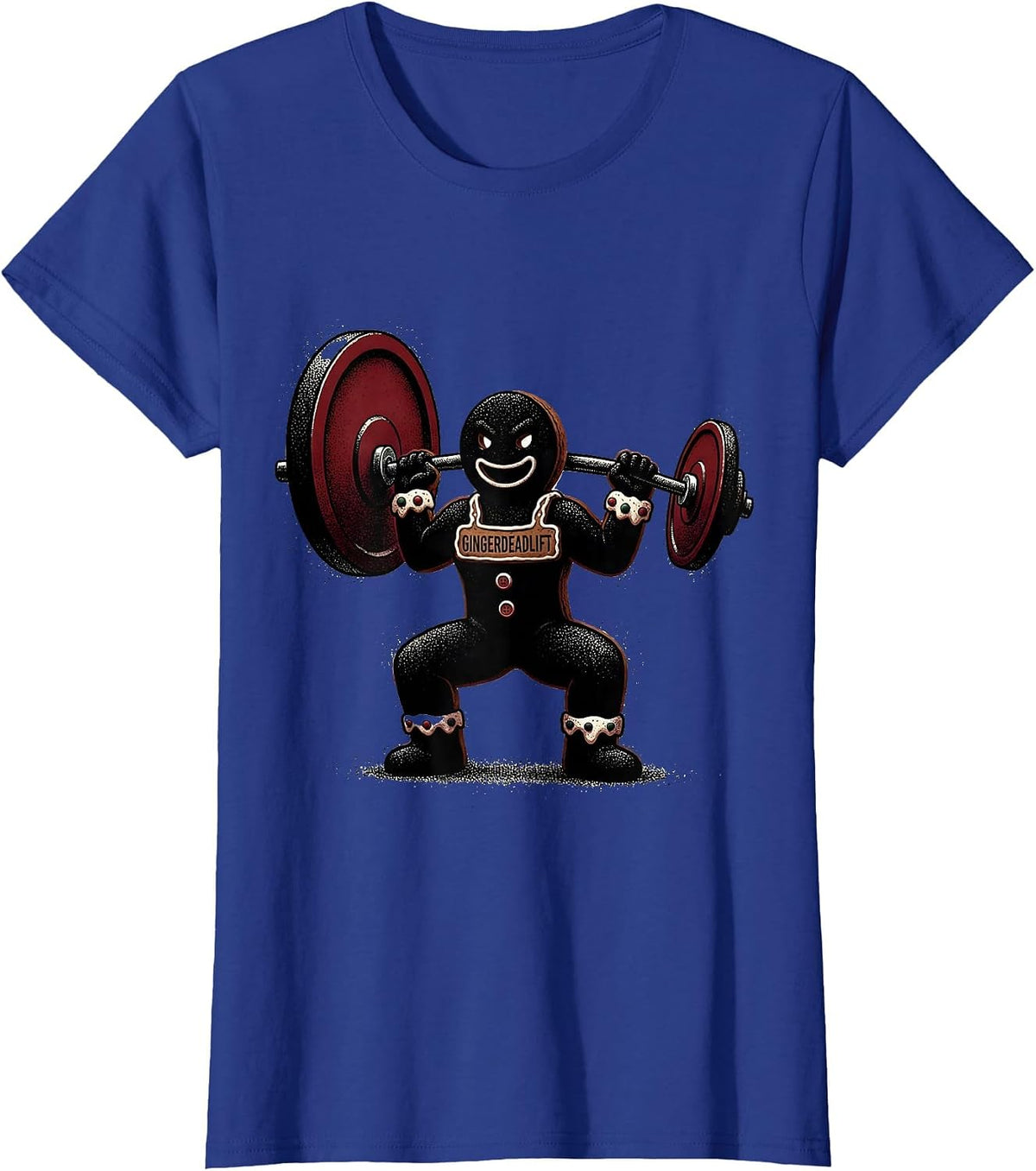 Women's Gingerdeadlift Funny Gingerbread Weightlifting Christmas Gym T-Shirt - Royal Blue