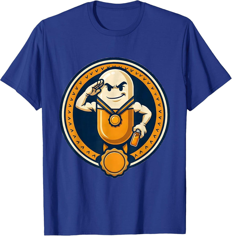 Capsule Mascot Pharmacy Tech Humor Pharmacist Gift T-Shirt, Men, Royal Blue, Small - As Pictured