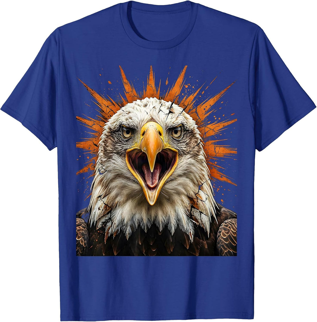 Dramatic Bald Eagle Screaming at Sunrise T-Shirt - Royal Blue