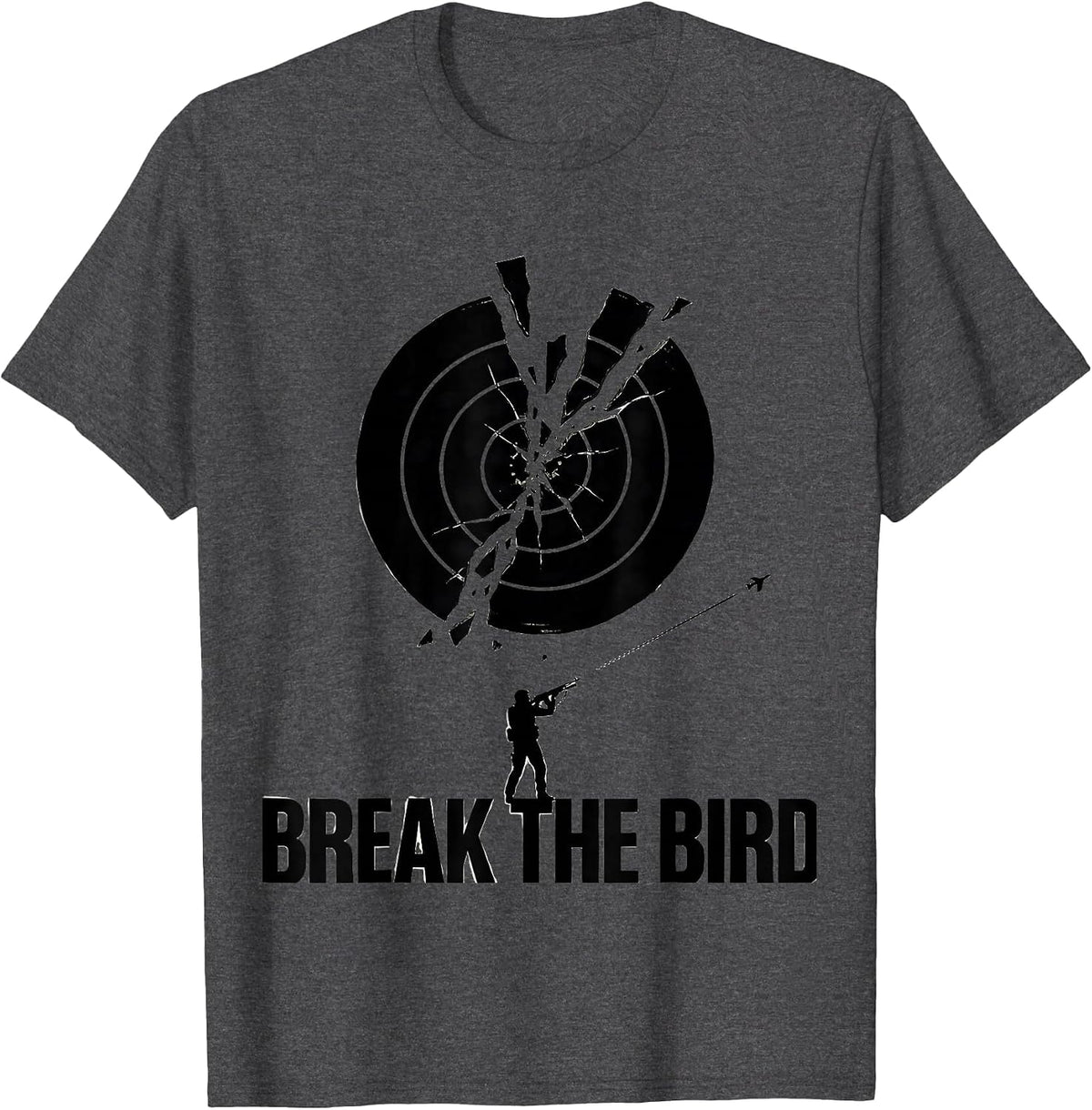 Men's Break The Bird Silhouette Skeet Trap Shooting Patriotic T-Shirt - Dark Heather Grey