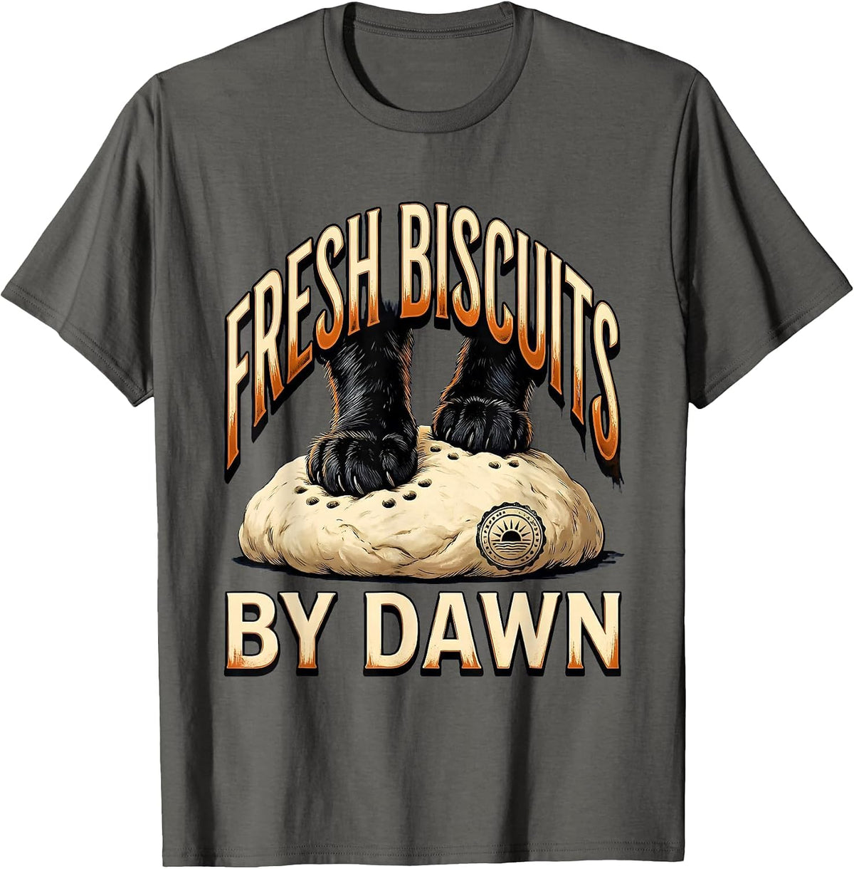 Men's Fresh Biscuits By Dawn Funny Cat Lover Bakery Humor T-Shirt - Asphalt Grey