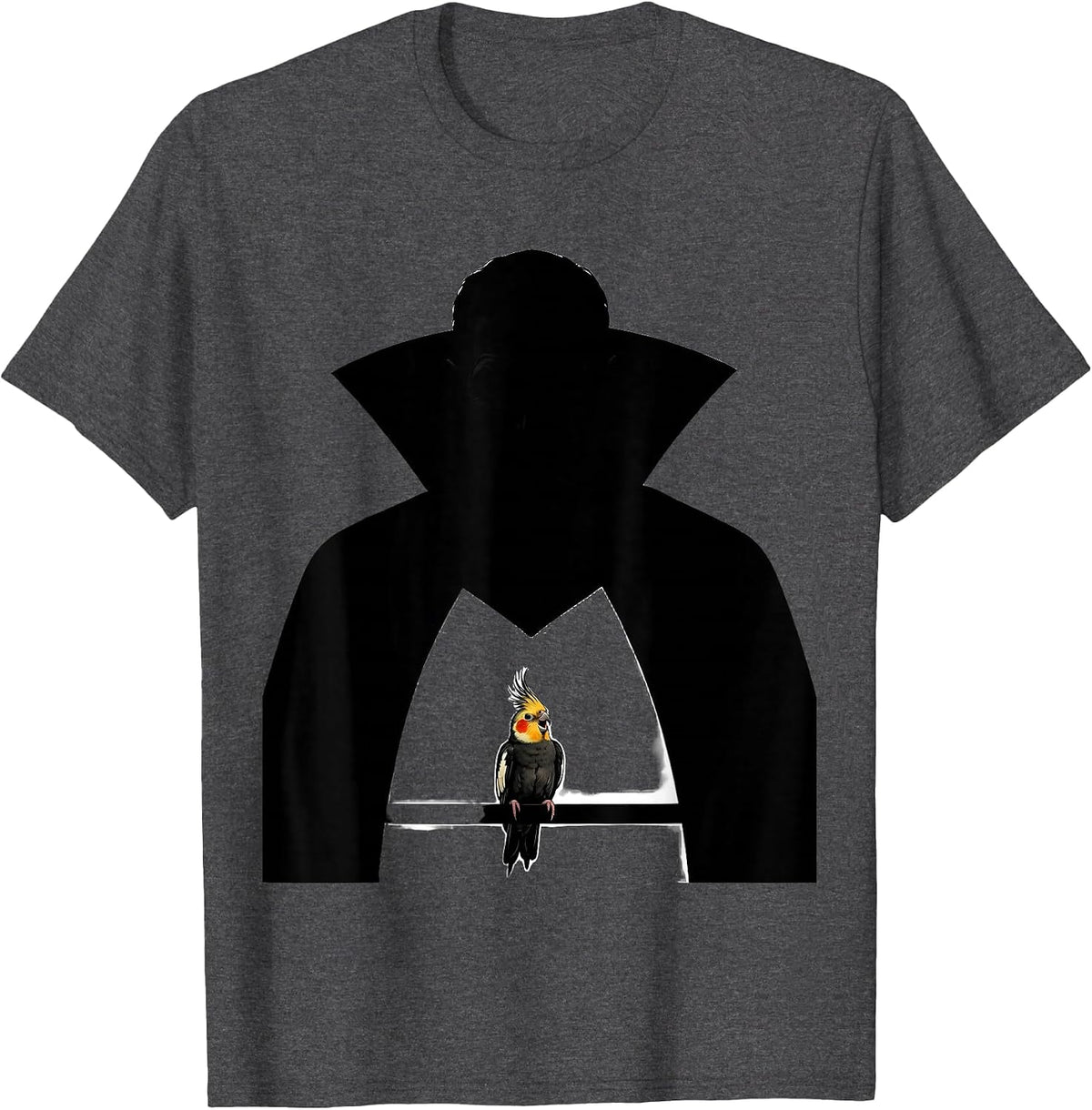 Vampire Cape Cockatiel Bird Lover Halloween Humor T-Shirt - Dark Heather Grey