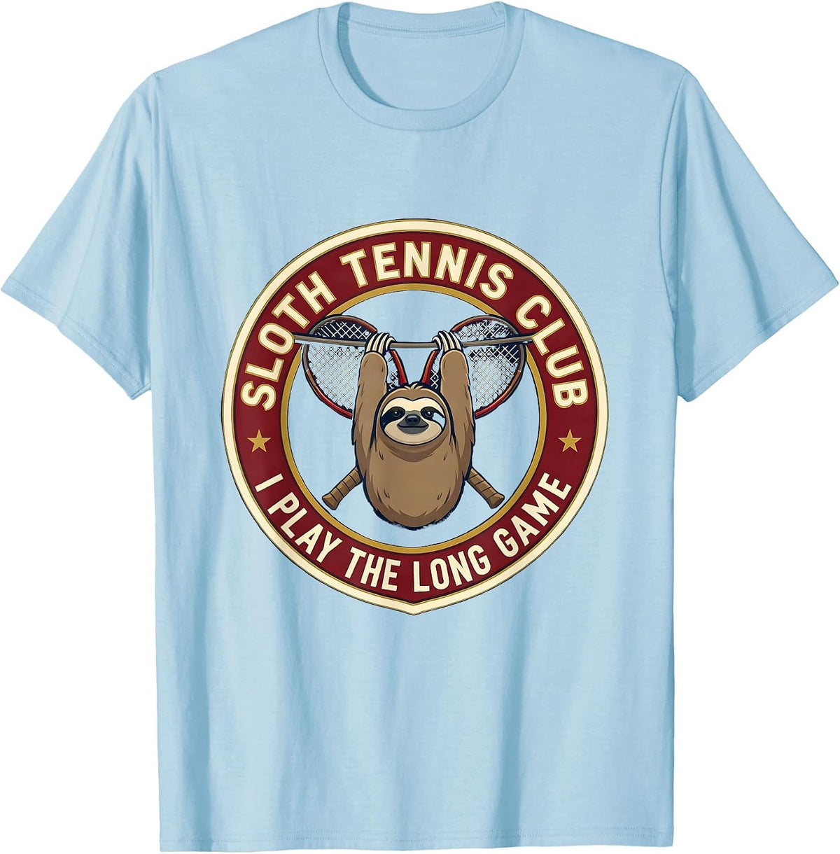 Men's SLOTH TENNIS CLUB I PLAY THE LONG GAME Funny Sloth Lover T-Shirt - Baby Blue