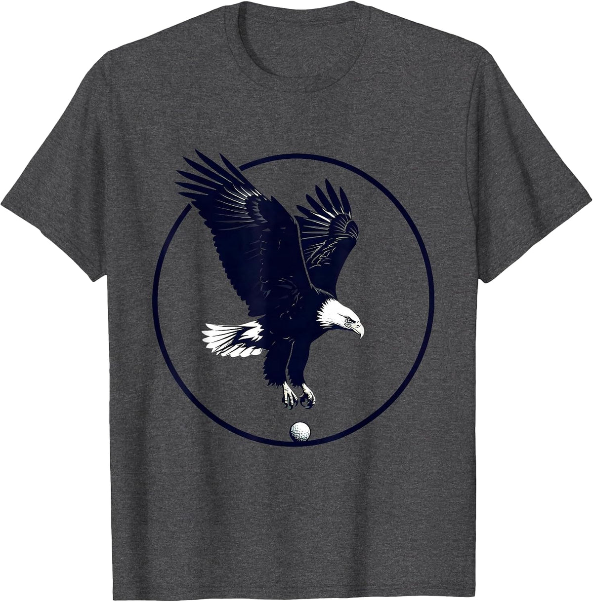 Men's Bald Eagle Diving at Golf Ball Graphic Tee T-Shirt - Dark Heather Grey