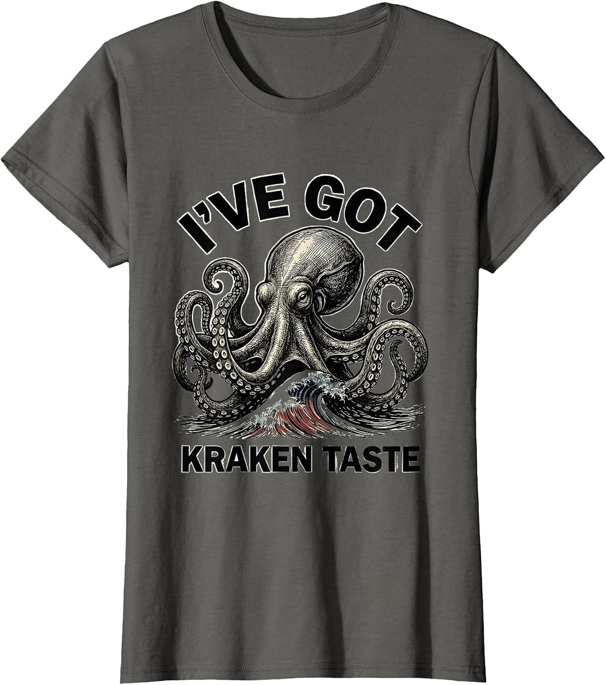 Women's I've Got Kraken Taste Vintage Octopus Lover Japanese T-Shirt - Asphalt Grey