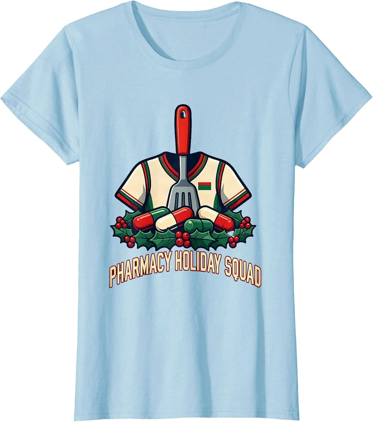 Pharmacy Holiday Squad Funny Pharmacy Tech Christmas T-Shirt - Baby Blue
