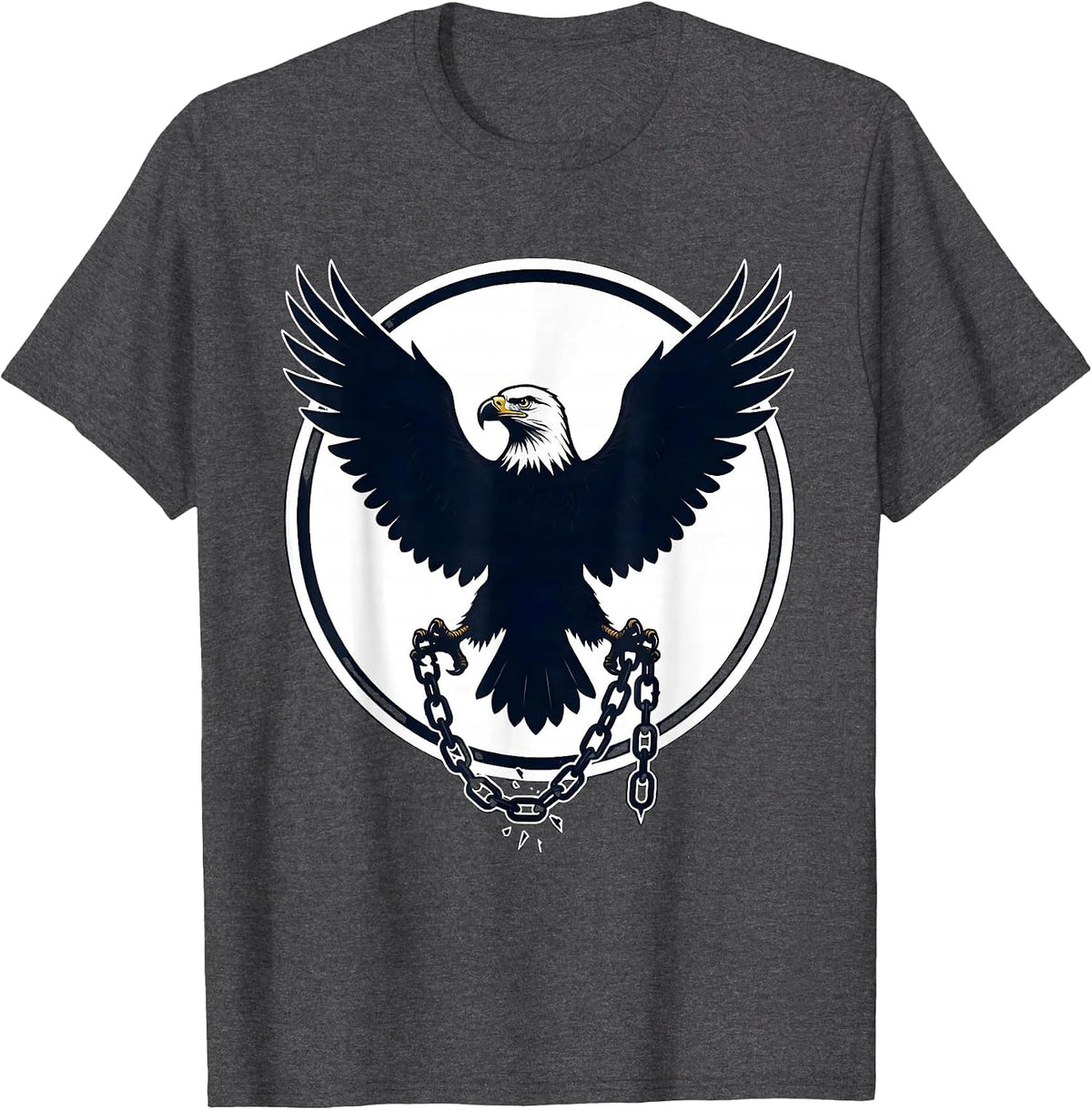 Men's Bald Eagle Breaking Chains Freedom Graphic T-Shirt - Dark Heather Grey