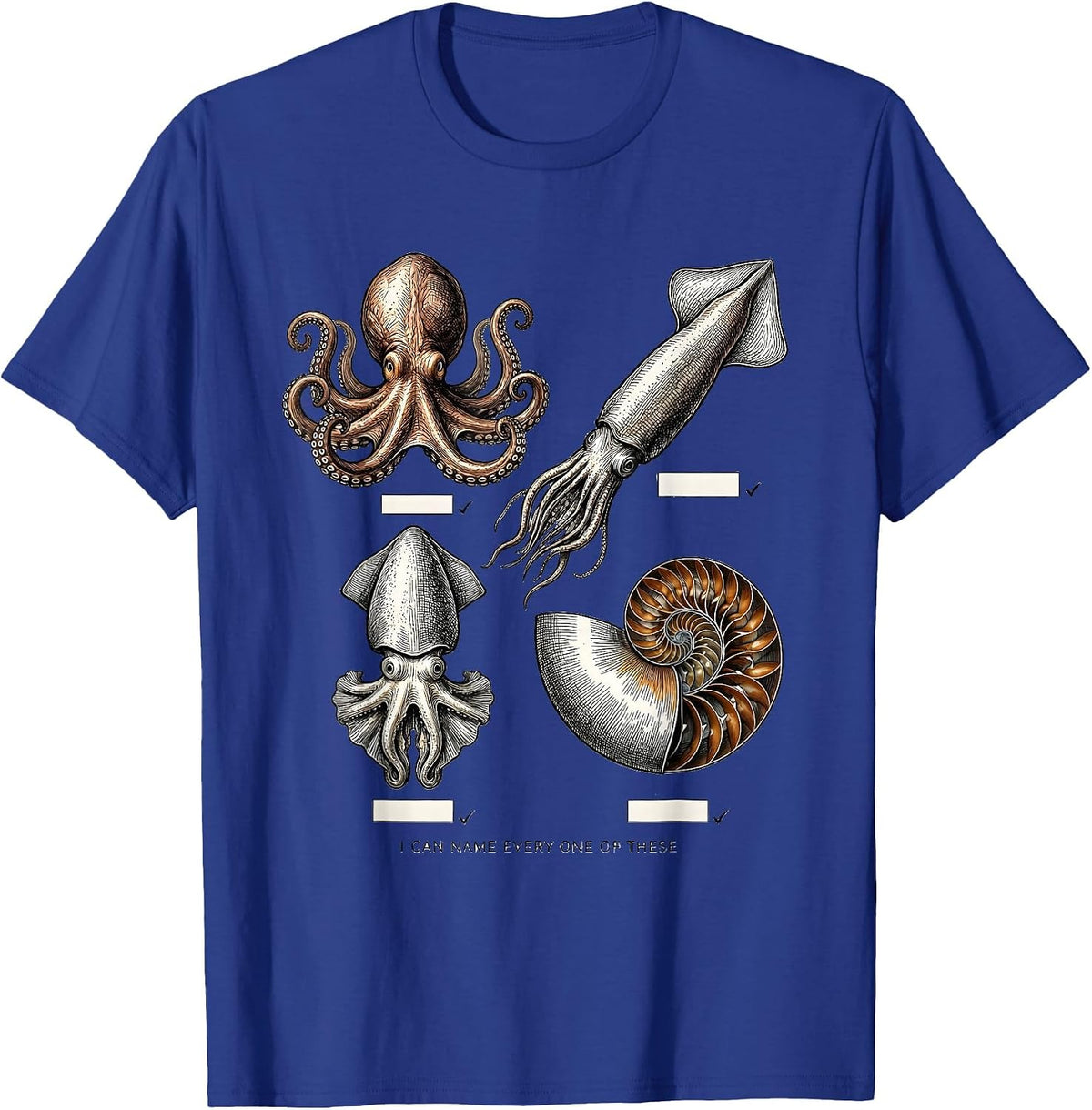 I Can Name Every One of These Vintage Octopus Squid T-Shirt - Royal Blue