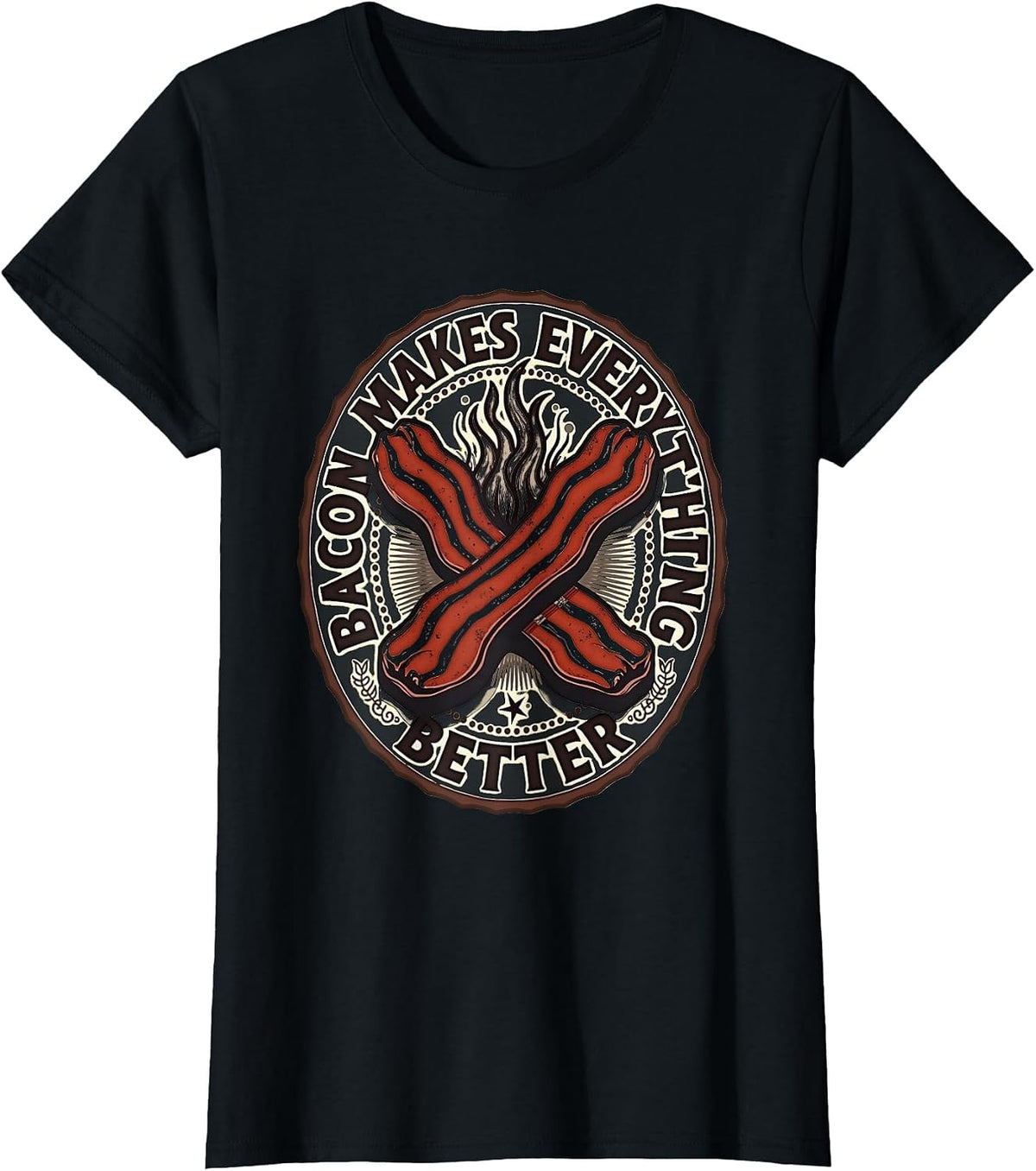 Bacon Makes Everything Better Funny Men's Design T-Shirt - Black