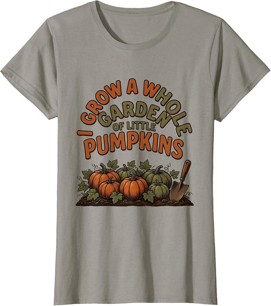 I Grow a Whole Garden of Little Pumpkins Vintage Teacher T-Shirt, Women, Slate Grey, X-Large - As Pictured