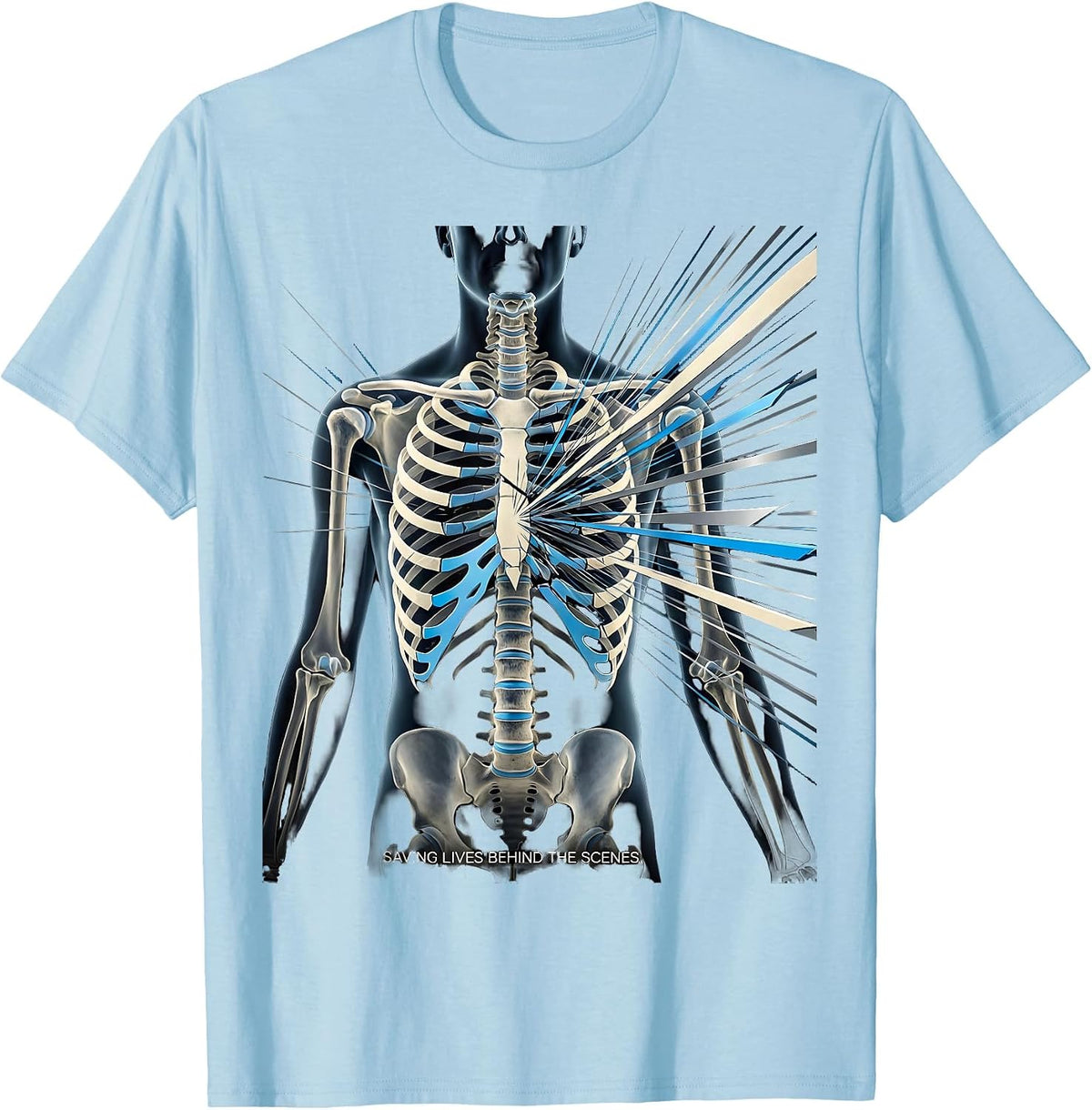 Saving Lives Behind the Scenes Radiology Design T-Shirt - Baby Blue