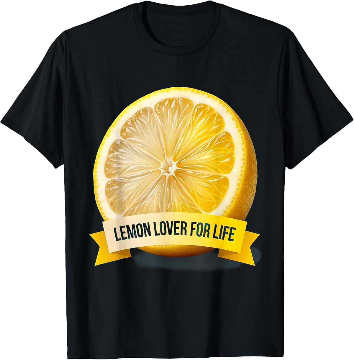 Men's Lemon Lover For Life Citrus Graphic Design T-Shirt - Black