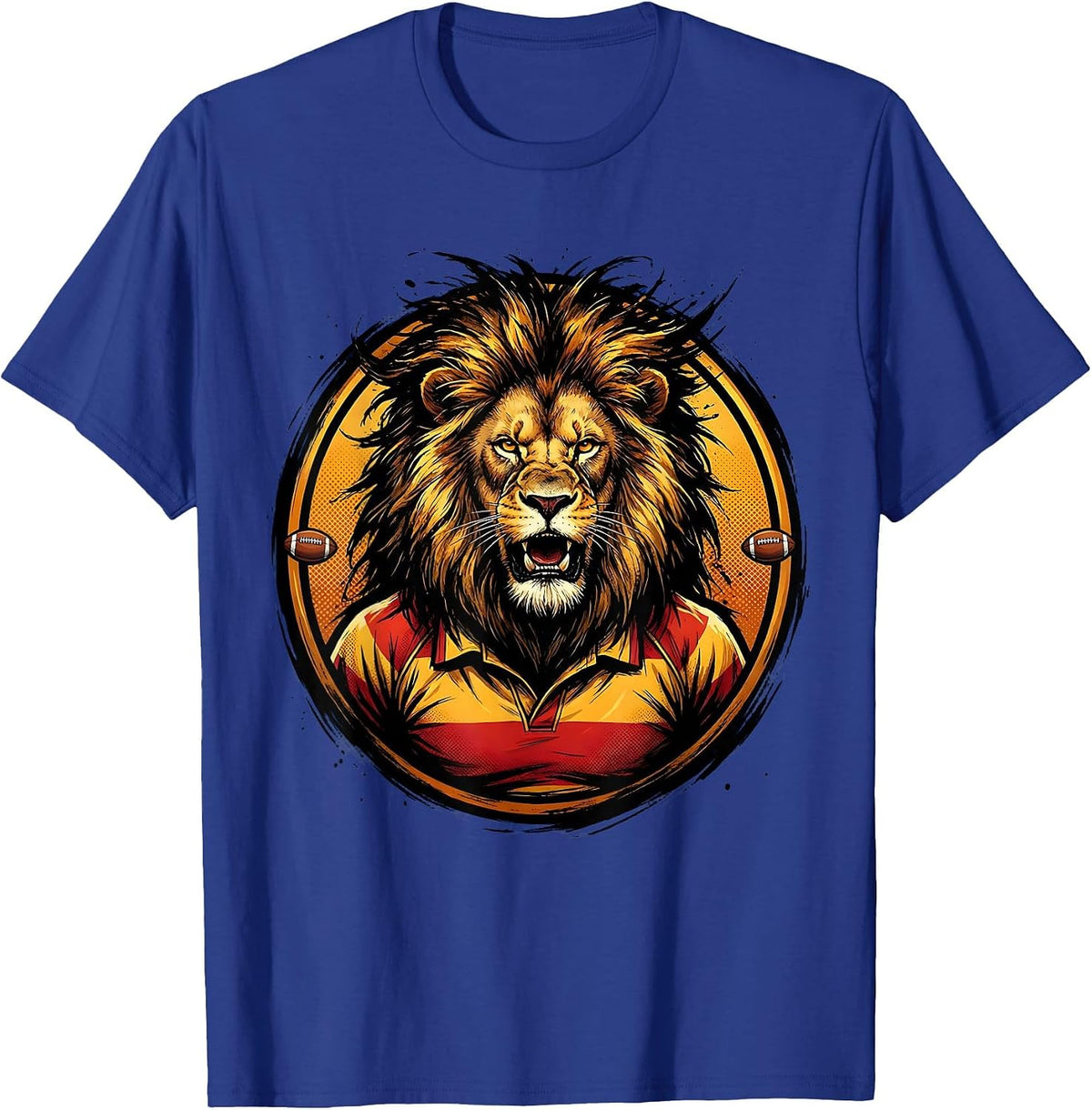 Lioness Rugby Player Graphic Design T-Shirt - Royal Blue
