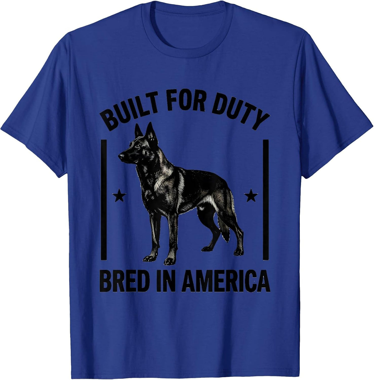 Men's Built For Duty, Bred In America Belgian Malinois Dog Breed T-Shirt - Royal Blue