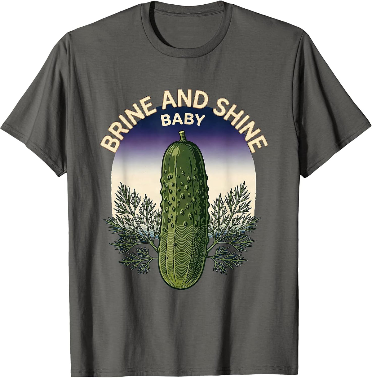 Brine and Shine Baby Pickle Lover Design T-Shirt - Asphalt Grey