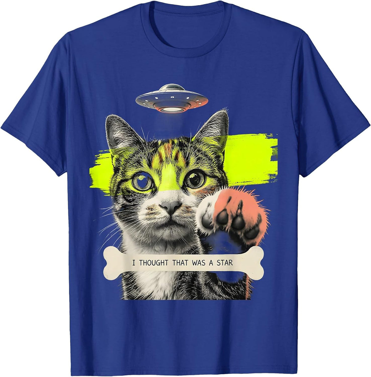 Men's I Thought That Was A Star Funny Cat UFO Meme Cat Owner Gift T-Shirt - Royal Blue