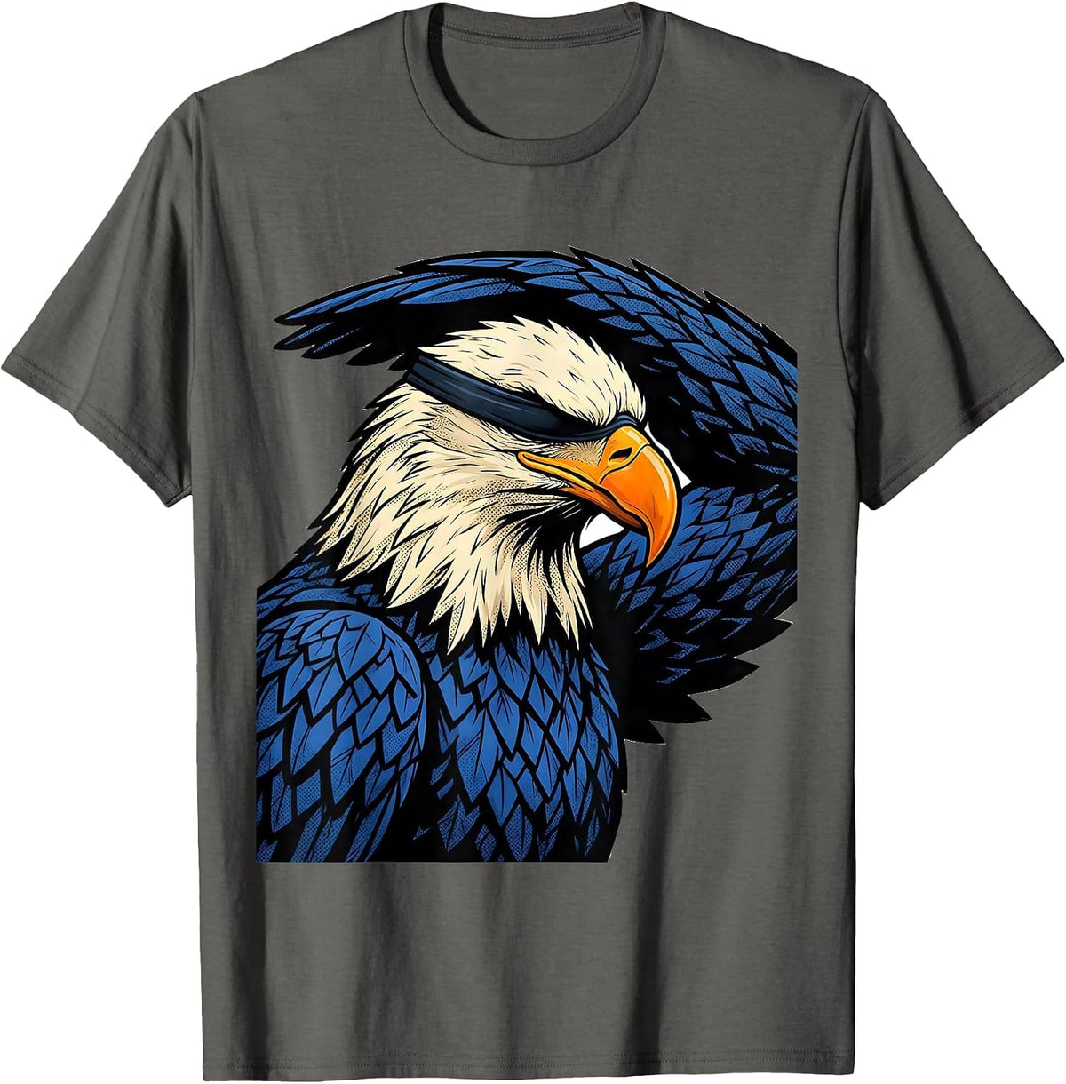 Men's Bald Eagle Comic Book Mascot Humor Novelty T-Shirt - Asphalt Grey