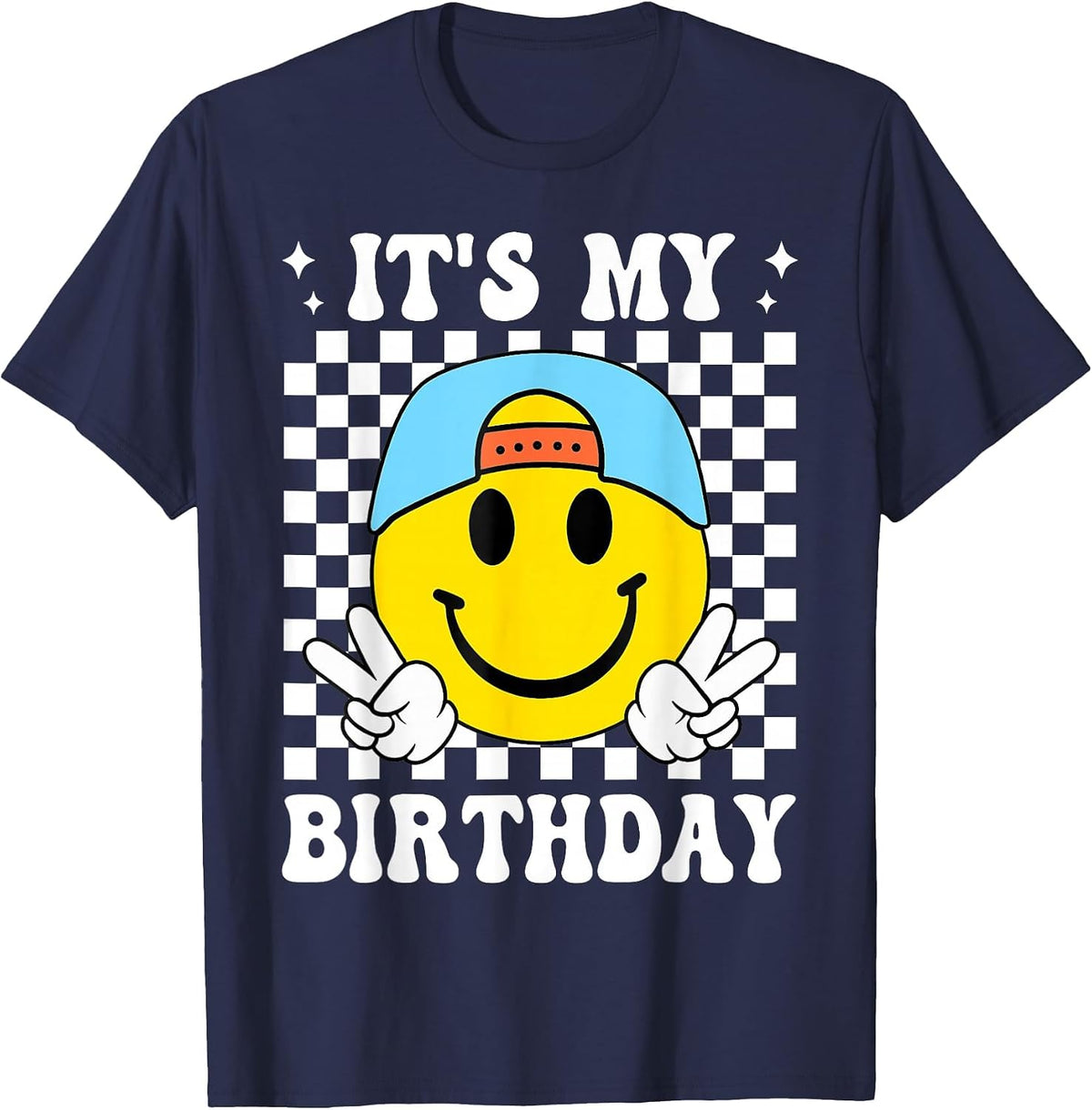 Funny It's My Birthday Happy Face Birthday for Boys T-Shirt - Navy Blue