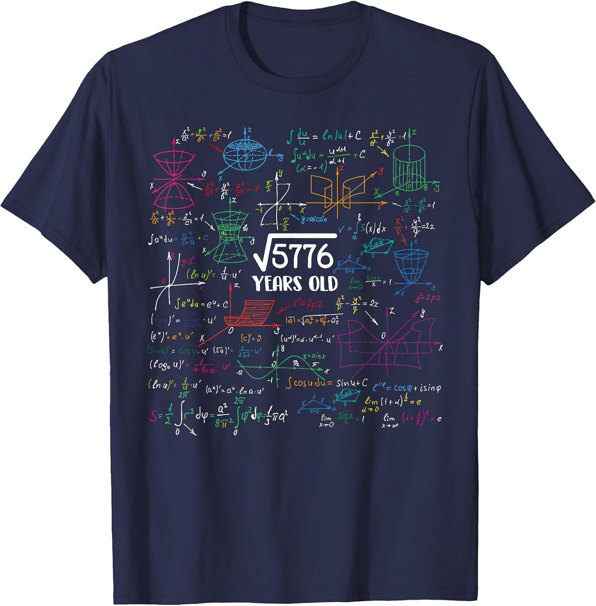 Square Root of 5776-76 Year Old Math Lovers 76th Birthday T-Shirt - Navy Blue