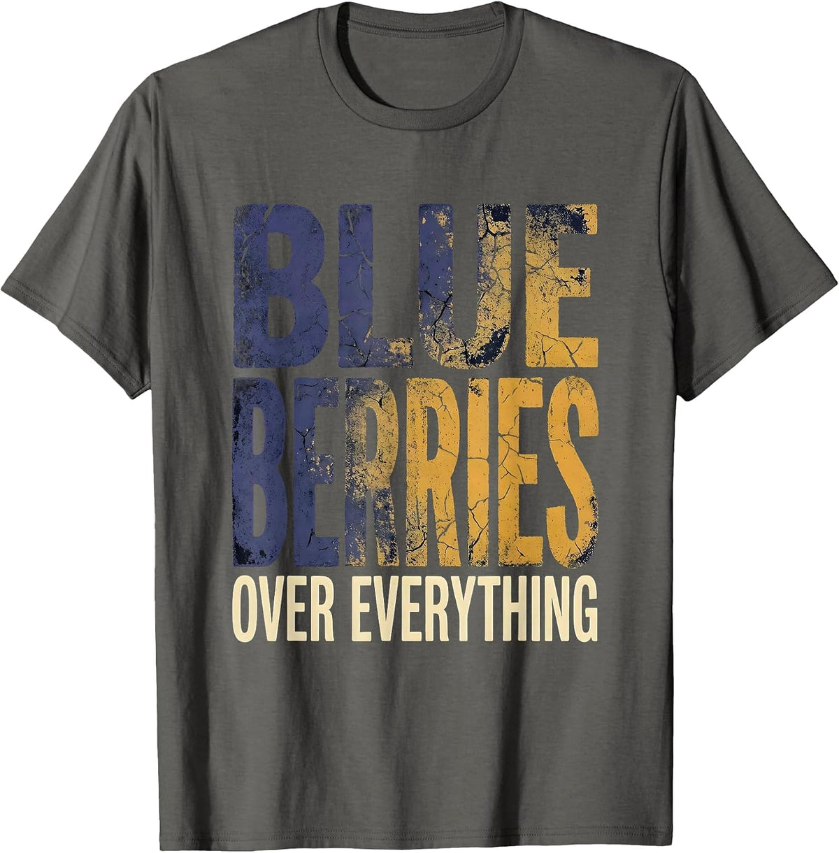 Red White and Blueberry Patriotic Design T-Shirt - Asphalt Grey