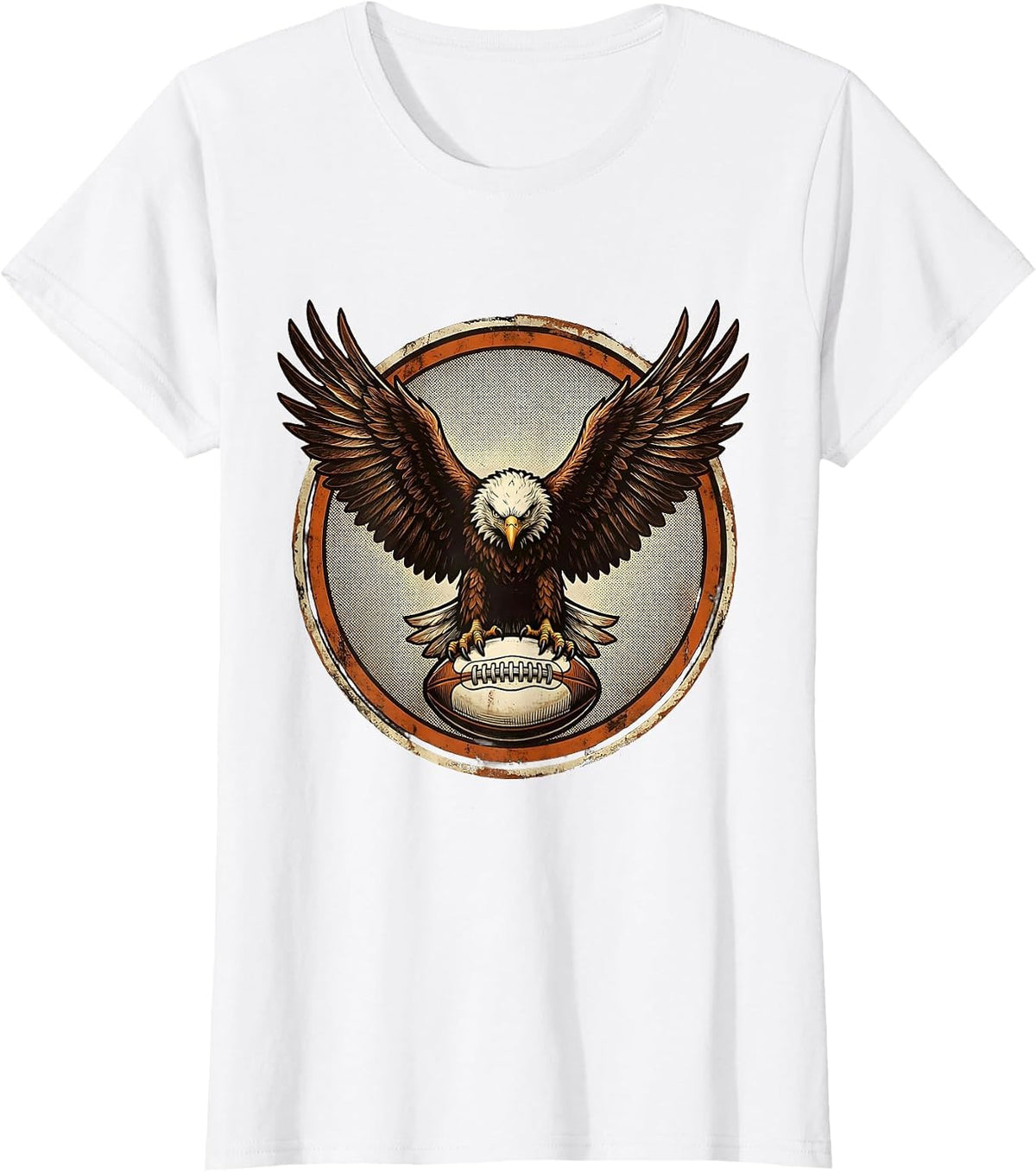 Eagle Clutching Rugby Ball Graphic Design T-Shirt - White