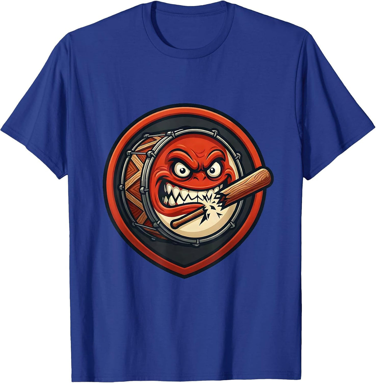 Broken Drumstick Bass Drum Sports Fan Graphic T-Shirt - Royal Blue