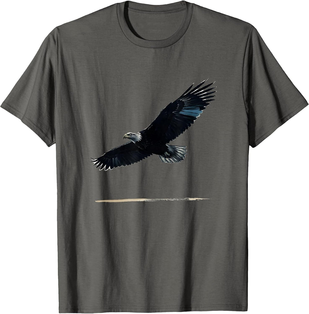Men's Bald Eagle Silhouette Ink Brush Nature Lover T-Shirt - Asphalt Grey