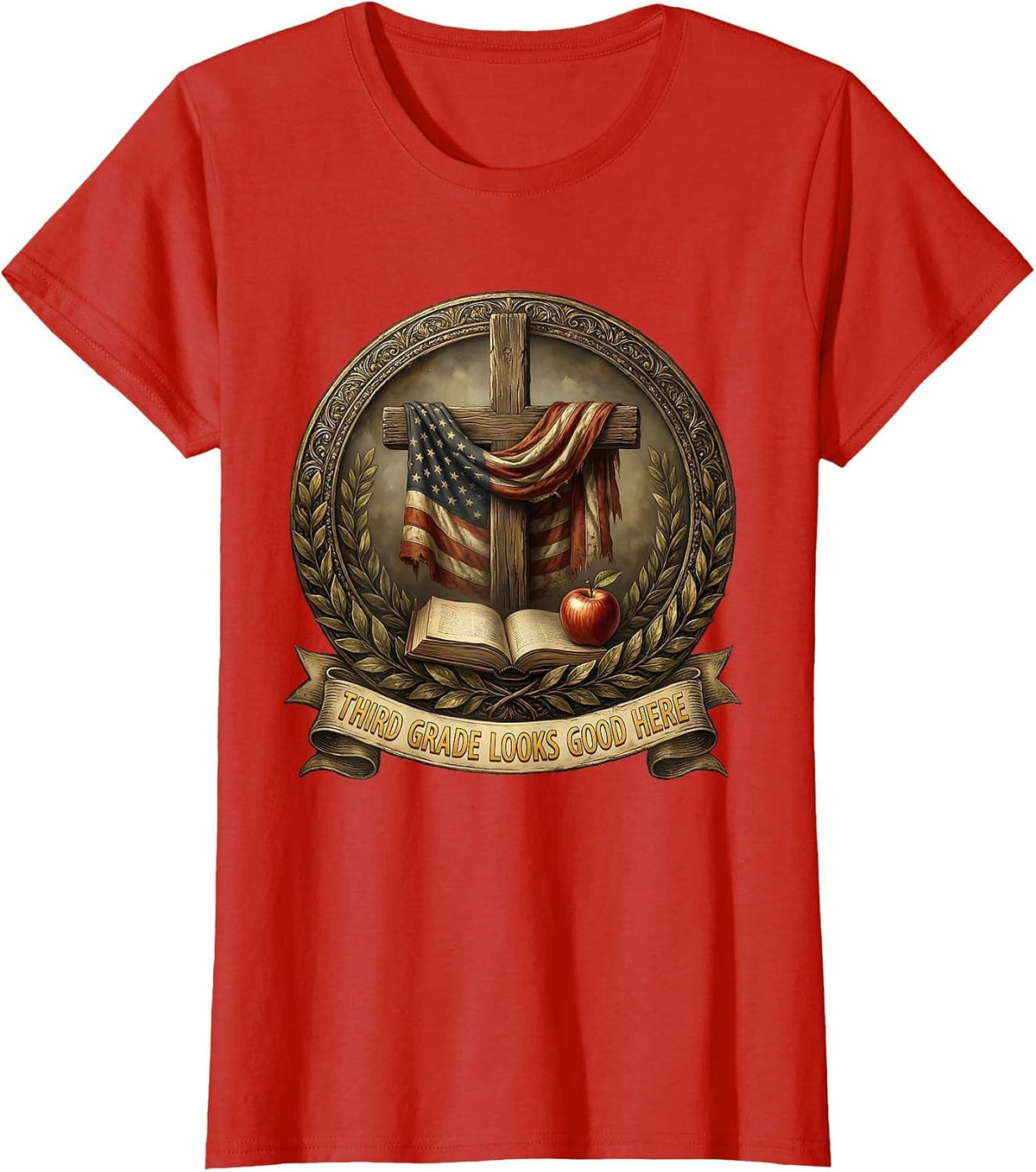 Women's Third Grade Looks Good on Me Teacher Design T-Shirt - Red