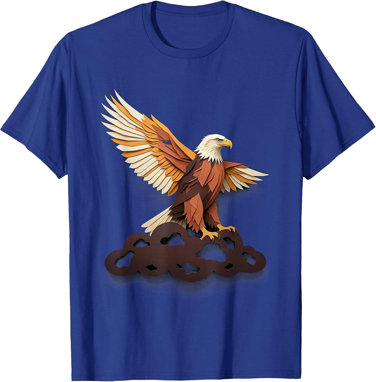 Bald Eagle Paper Cutout Mascot Pride Faith T-Shirt - Royal Blue