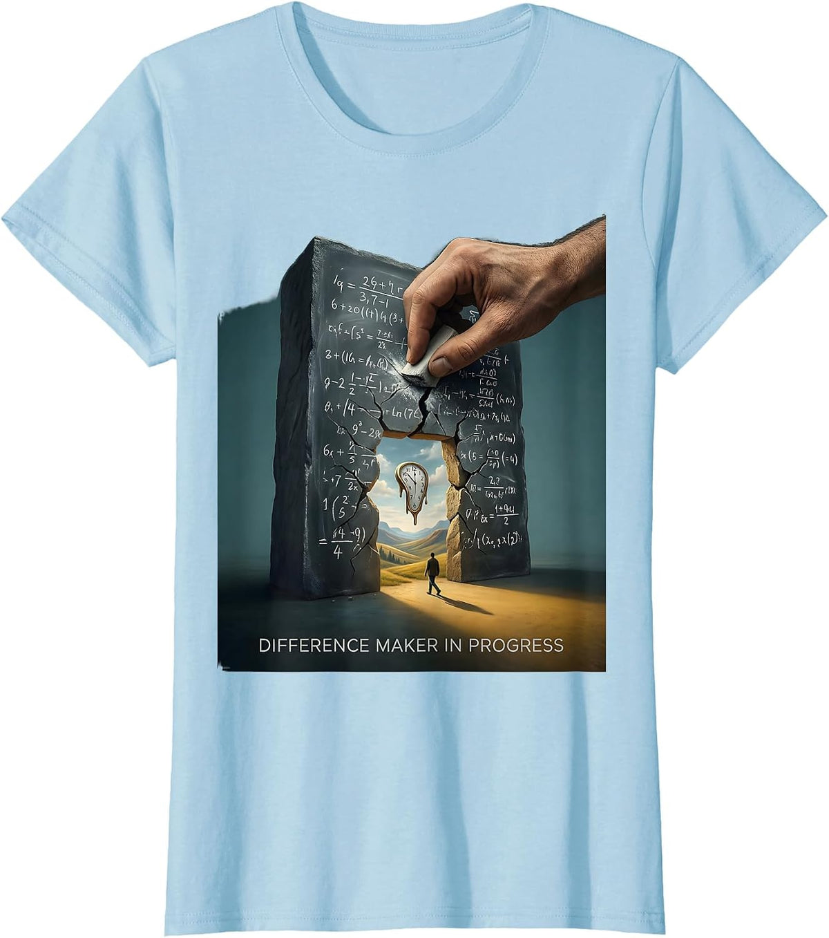 Difference Maker In Progress Subtraction Design T-Shirt - Baby Blue