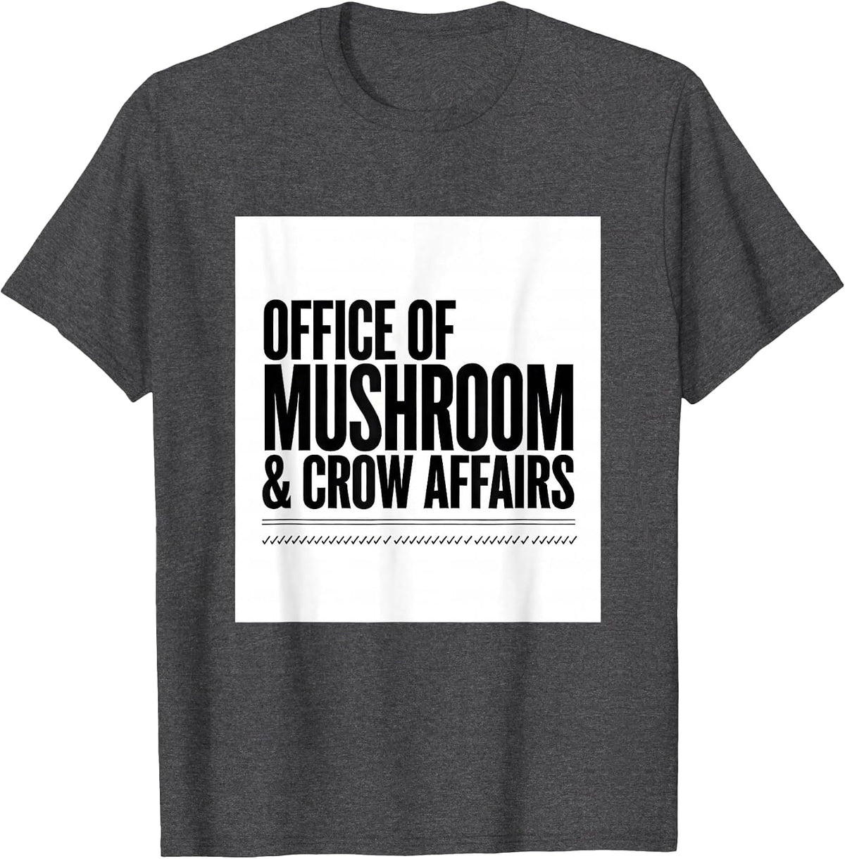 Office Of Mushroom & Crow Affairs Whimsical Gothic T-Shirt - Dark Heather Grey