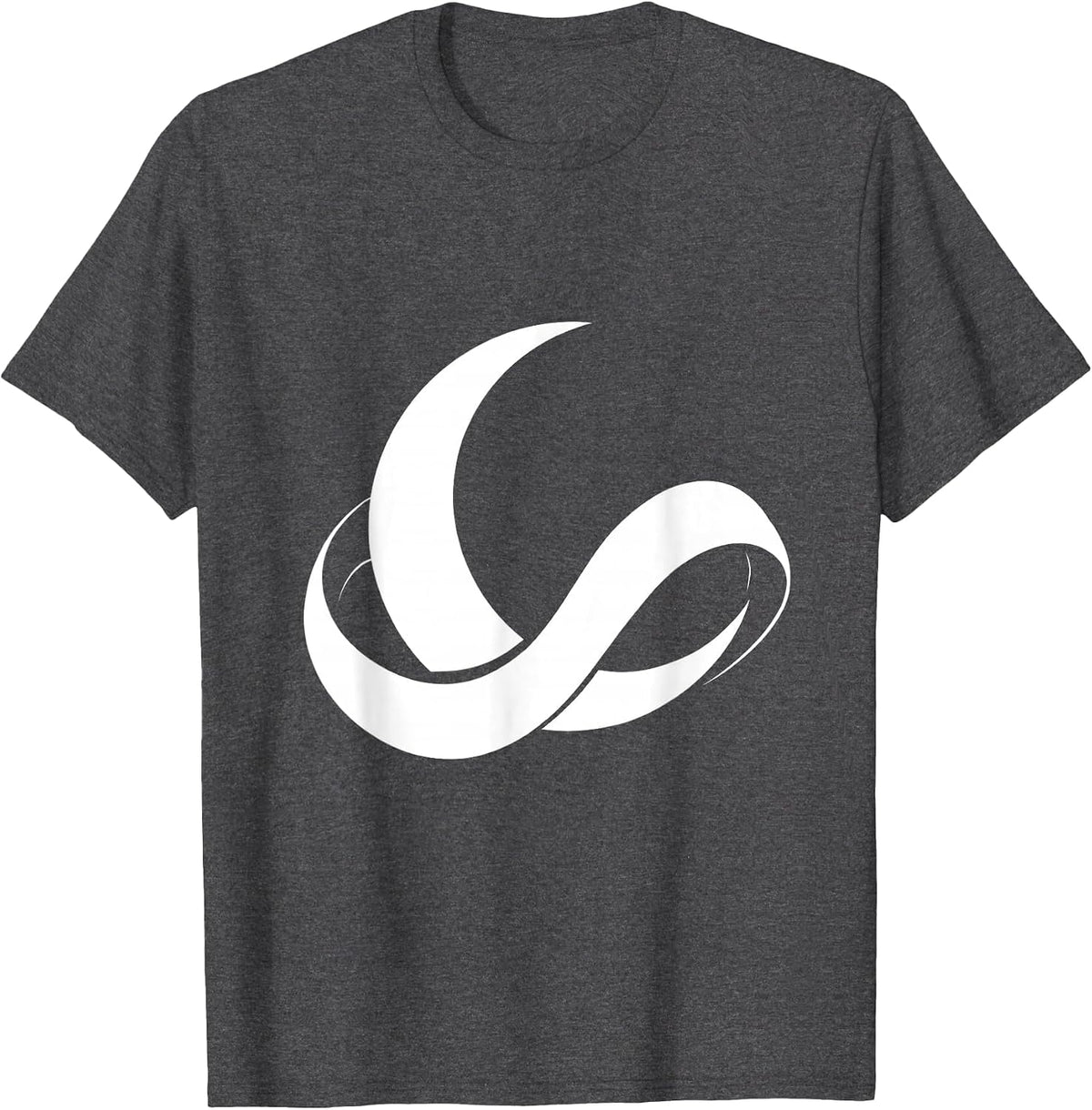 Crescent Moon Galaxy Ribbon Cosmic Art T-Shirt - Dark Heather Grey