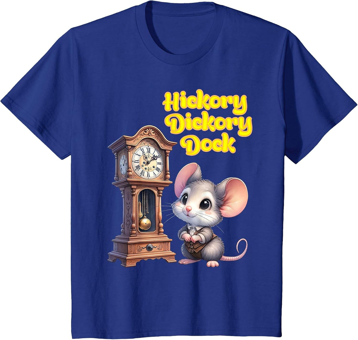 Hickory Dickory Dock Nursery Song Rhyme Mouse Old Clock Song T-Shirt - Royal Blue