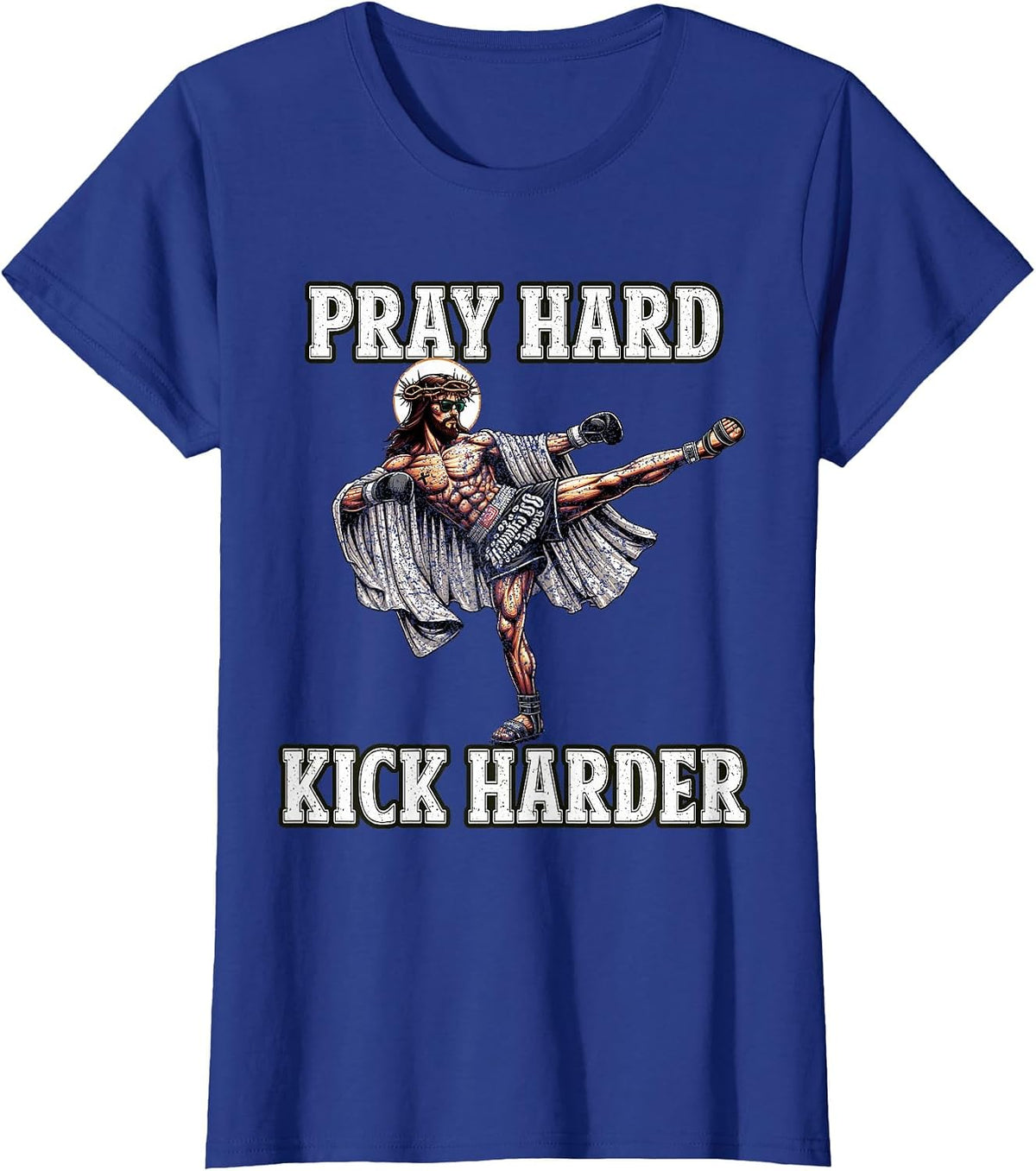 Funny Muay Thai Lord Jesus Thai Boxing Kickboxing Christian T-Shirt - Royal Blue
