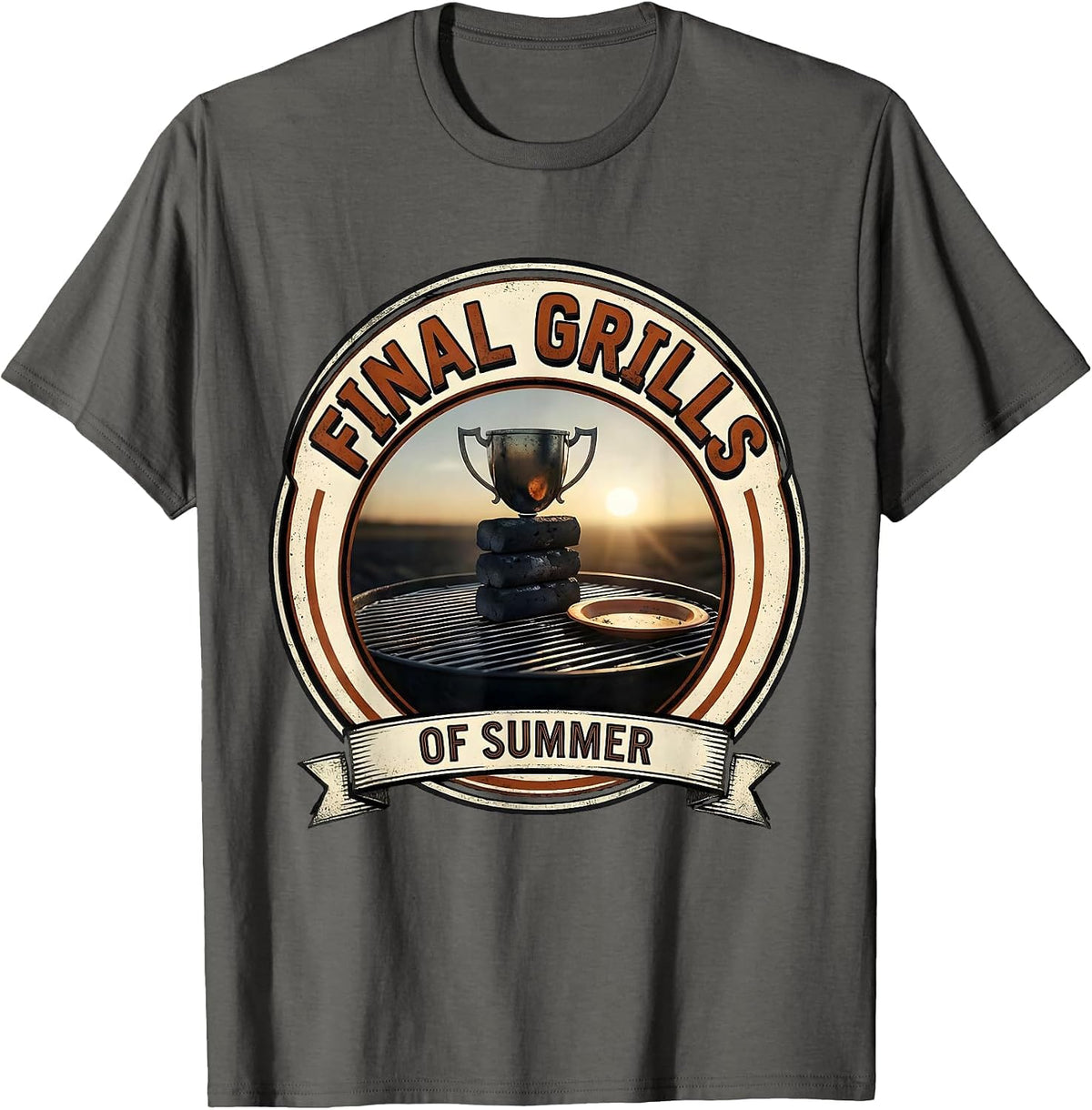 Final Grills Of Summer BBQ Pitmaster Last Cookout Humor T-Shirt - Asphalt Grey