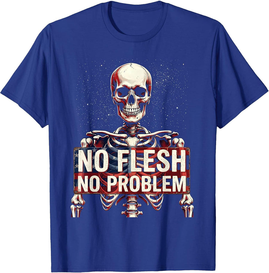 No Flesh No Problem Vegan Lifestyle Design T-Shirt - Royal Blue