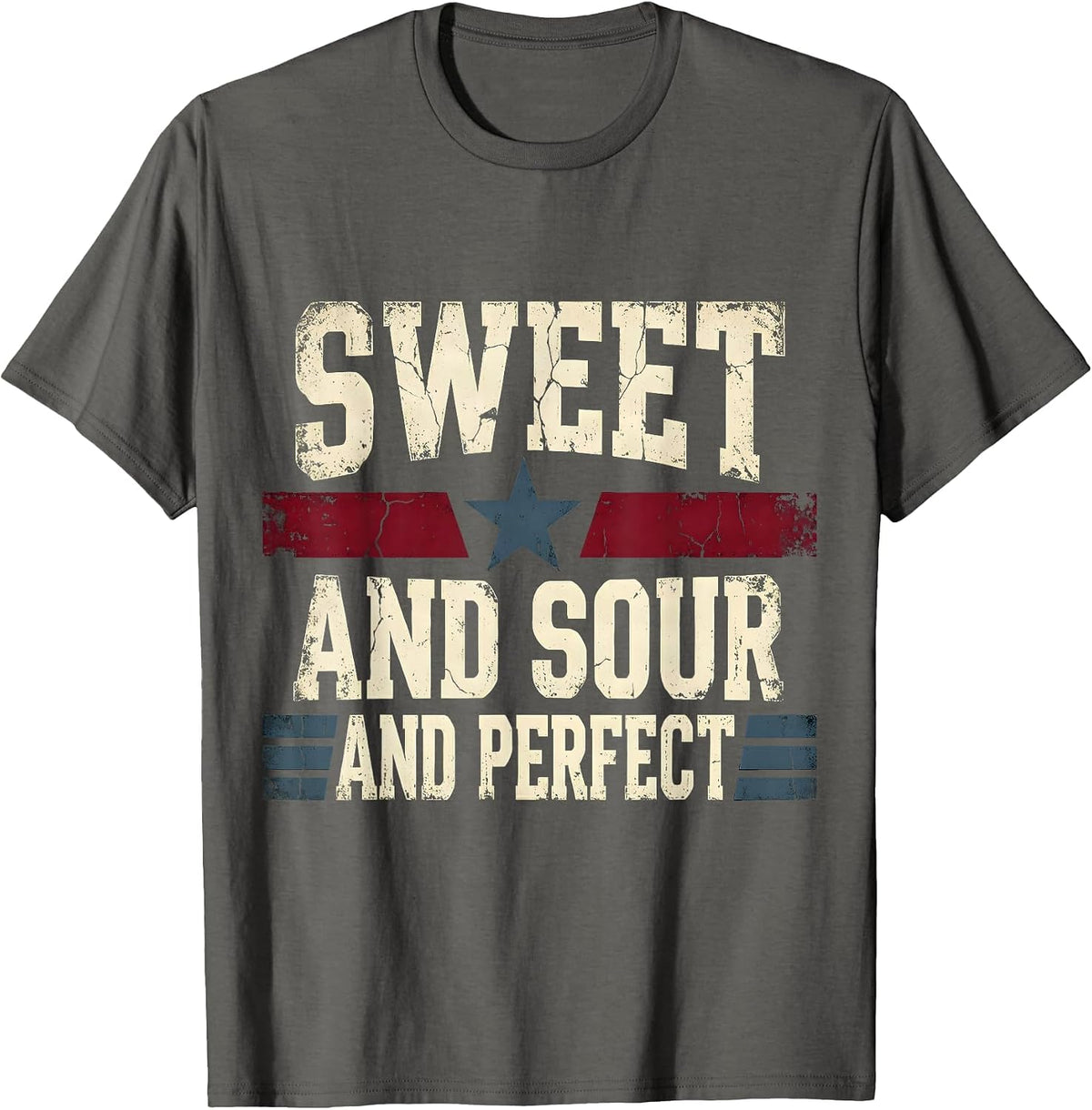 Men's Sweet and Sour and Perfect Pickle Design T-Shirt - Asphalt Grey