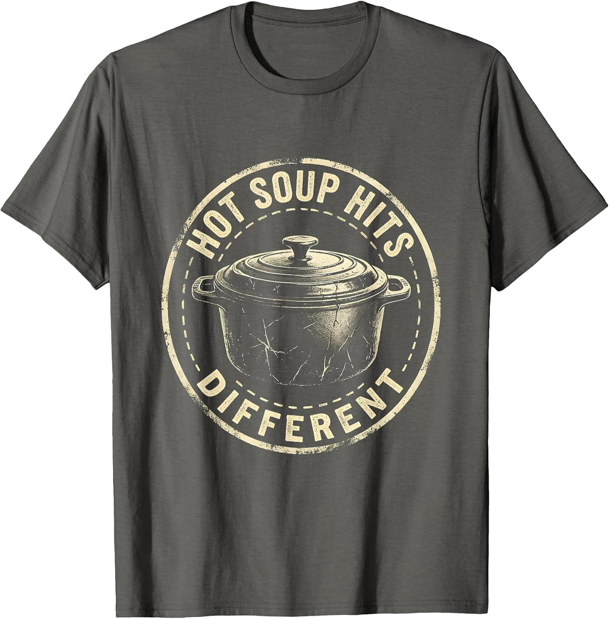 Men's Hot Soup Hits Different Fall Season Design T-Shirt - Asphalt Grey