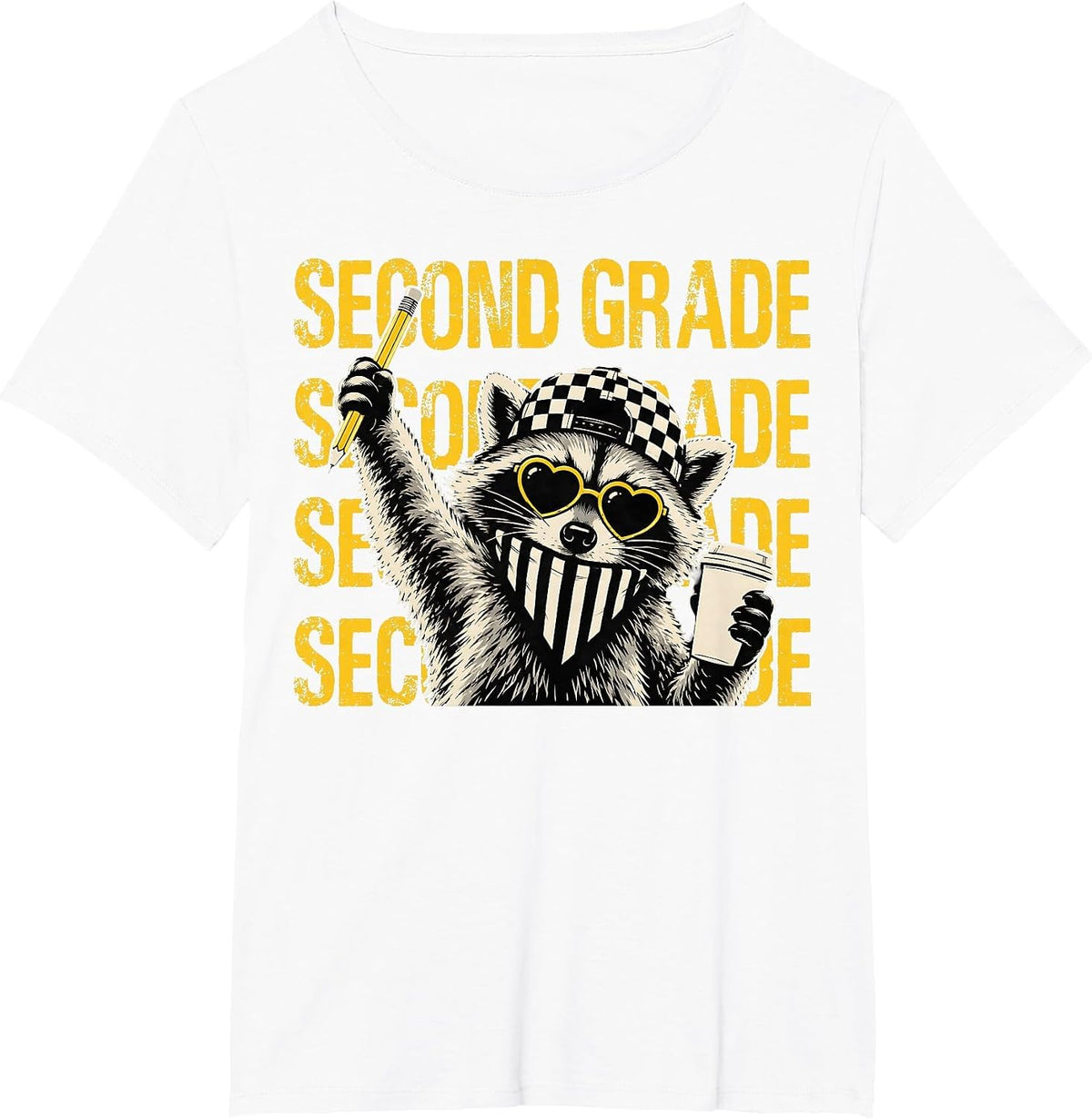 Funny Second Grade Teacher Feral Raccoon Back to School T-Shirt - White