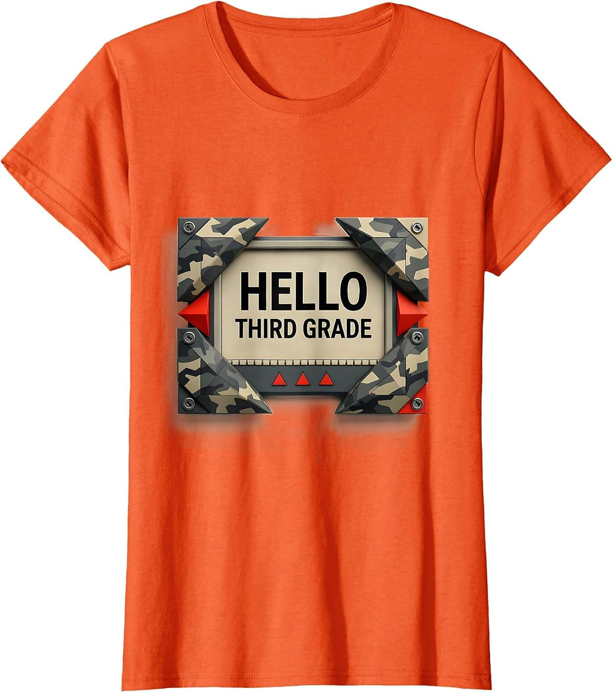 Hello Third Grade Geometric Camo Back To School Boys T-Shirt - Orange