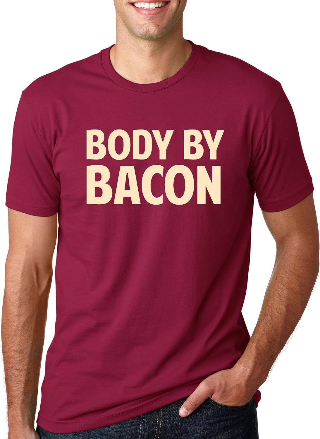 Body By Bacon Funny Bacon Eating Shirt Lover Dad T-Shirt - Heather Red