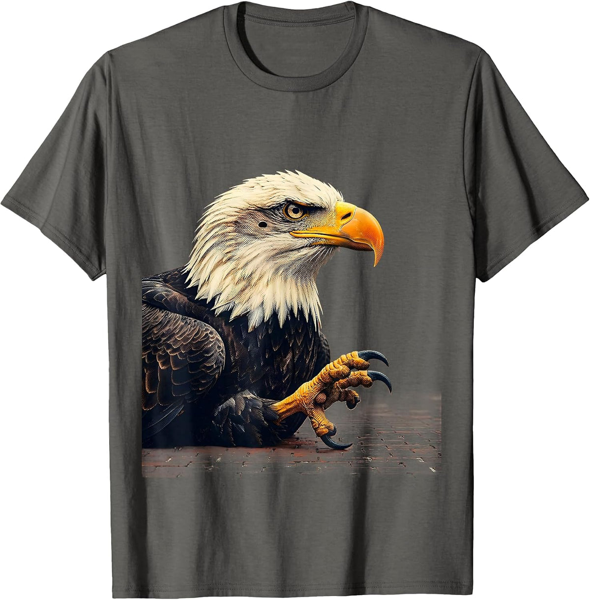 Bald Eagle Minimalist Retro Patriotic Novelty T-Shirt - Asphalt Grey