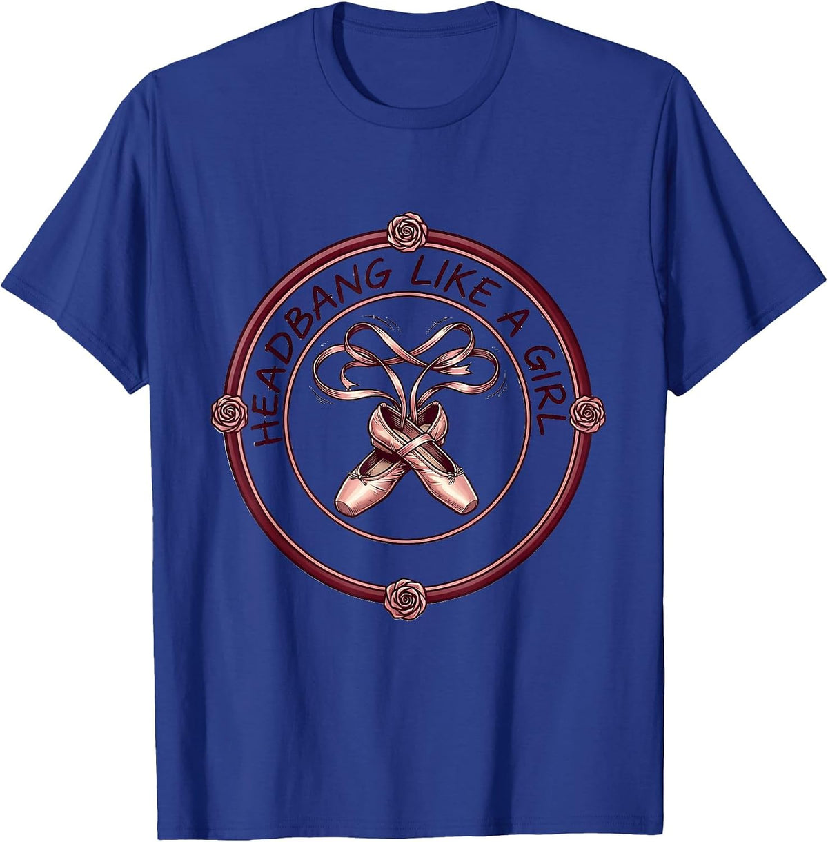 Headbang Like a Girl Rock Music Design T-Shirt - Royal Blue