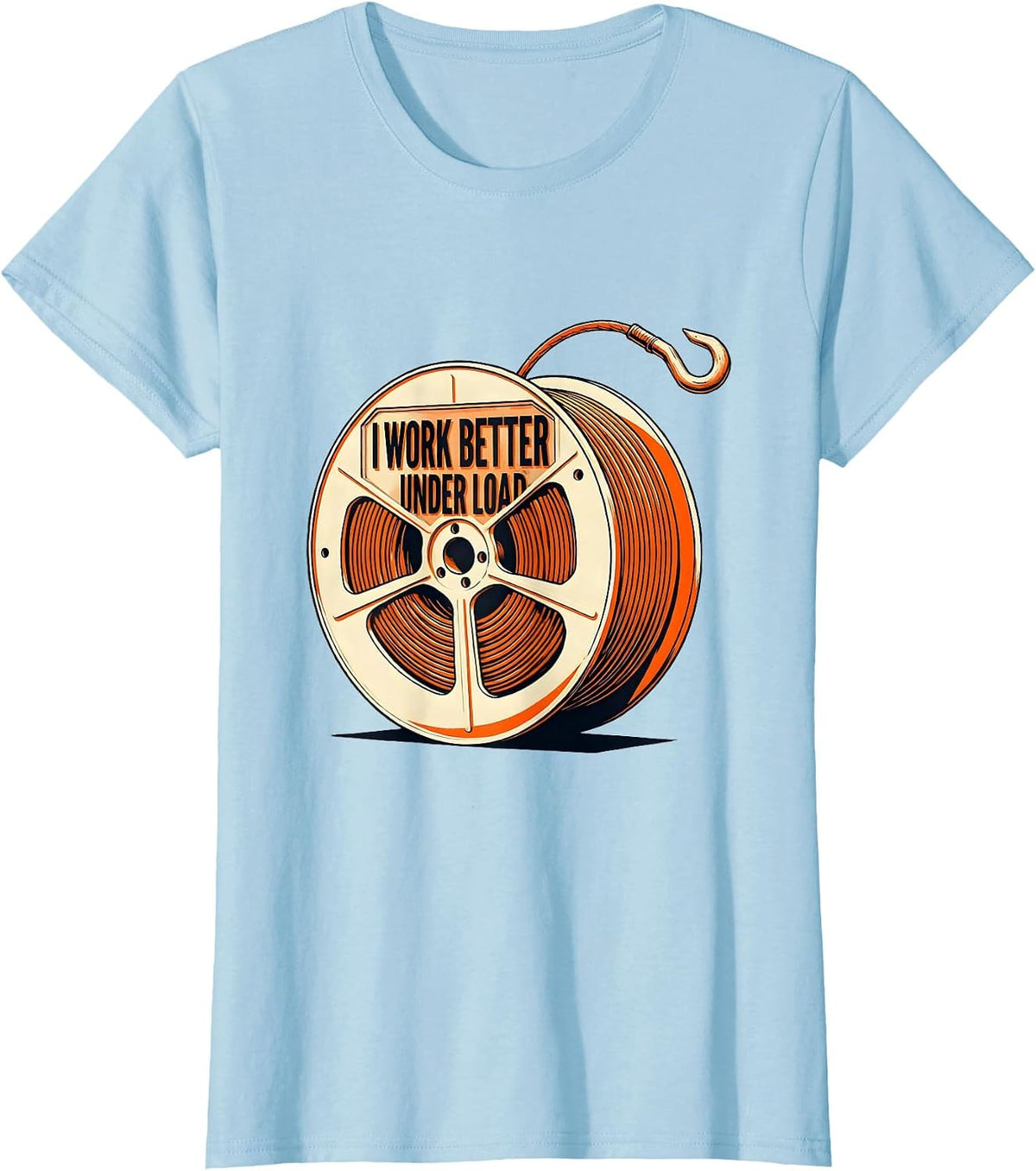 Women's I Work Better Under Load Funny Electrician Lineman Skeleton T-Shirt - Baby Blue