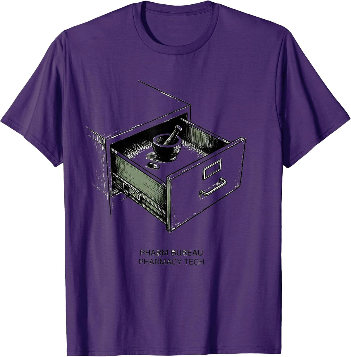 Men's Pharm Bureau Pharmacy Tech Funny Pharmacy Tech Crew Gift T-Shirt - Purple