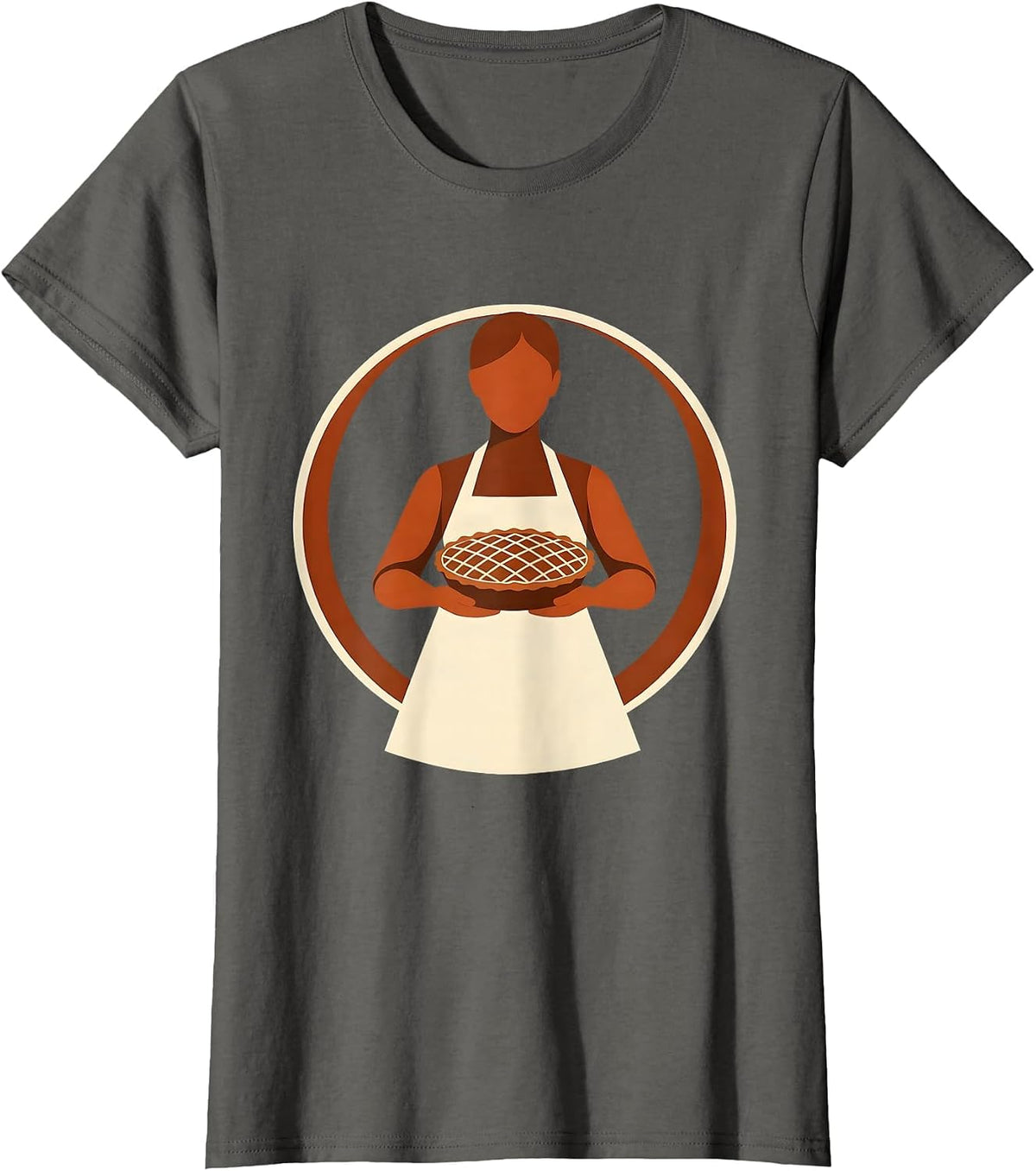 Women's Mrs. Baker Pie Illustration Graphic Tee T-Shirt - Asphalt Grey