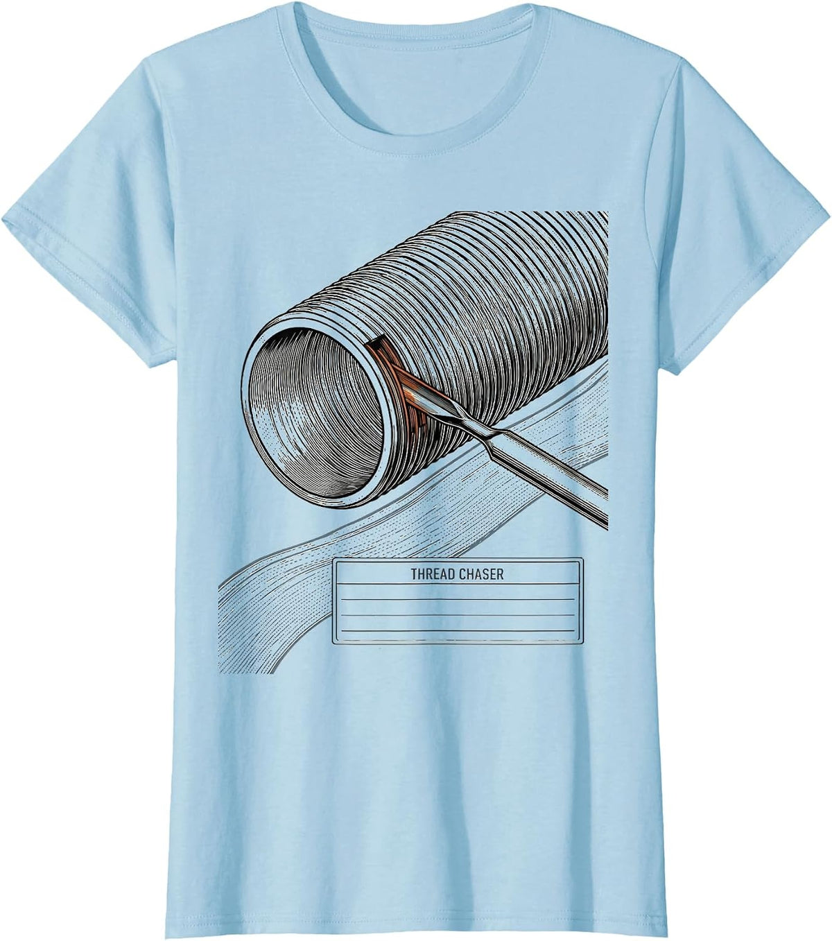 Women's Thread Chaser Funny Plumber Pipefitter Occupational Humor T-Shirt - Baby Blue